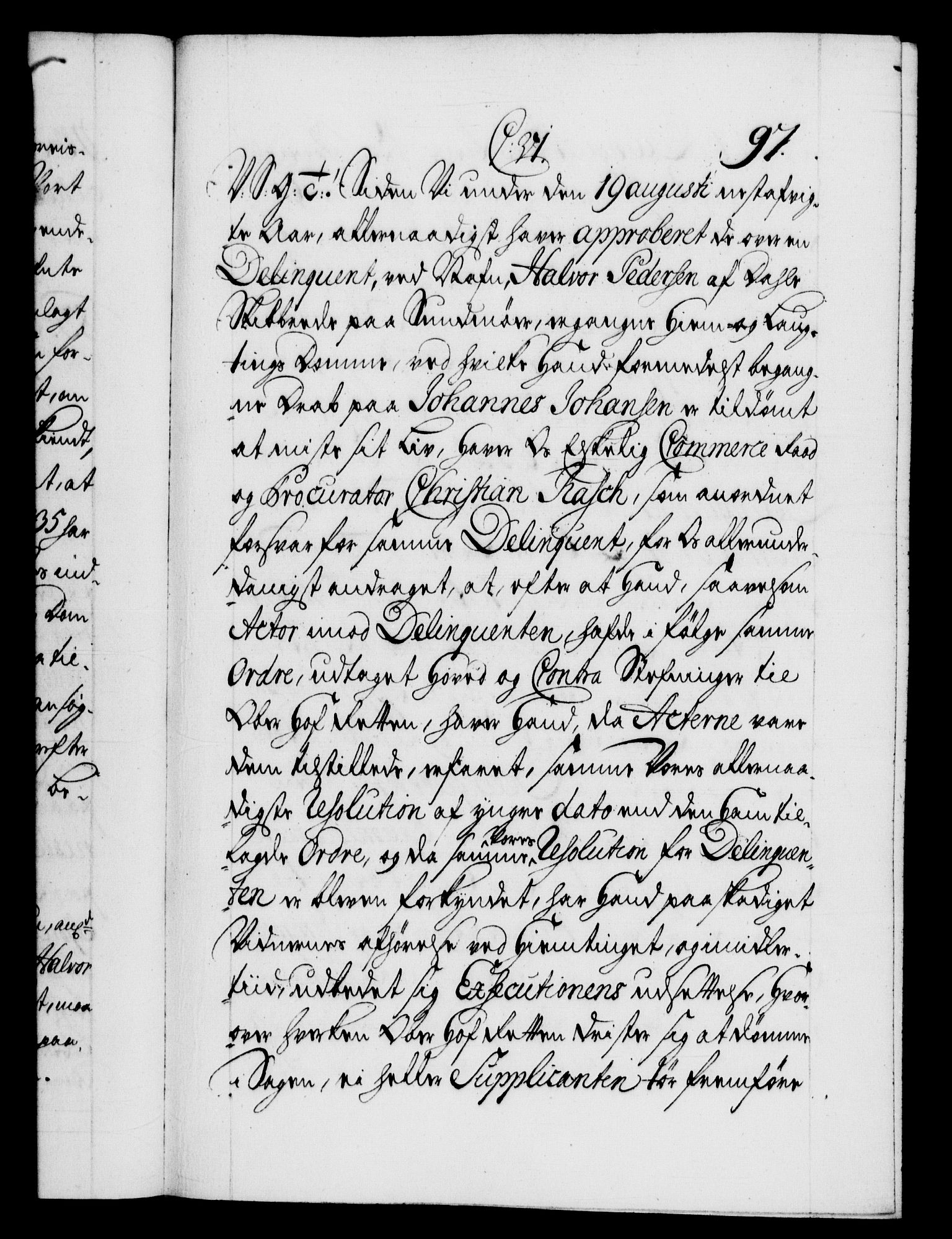 Danske Kanselli 1572-1799, AV/RA-EA-3023/F/Fc/Fca/Fcab/L0027: Norske tegnelser, 1736-1737, p. 97a