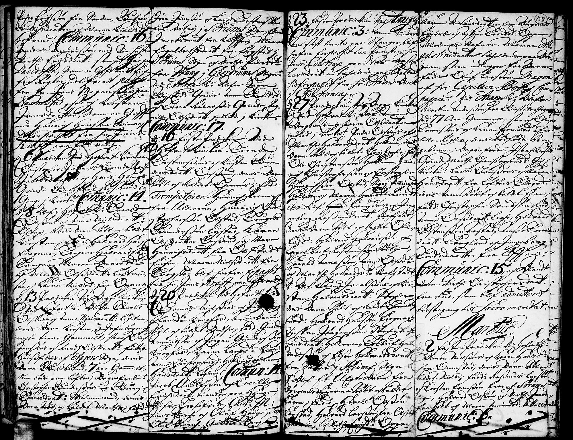 Ullensaker prestekontor Kirkebøker, AV/SAO-A-10236a/F/Fa/L0001: Parish register (official) no. I 1, 1689-1701, p. 158