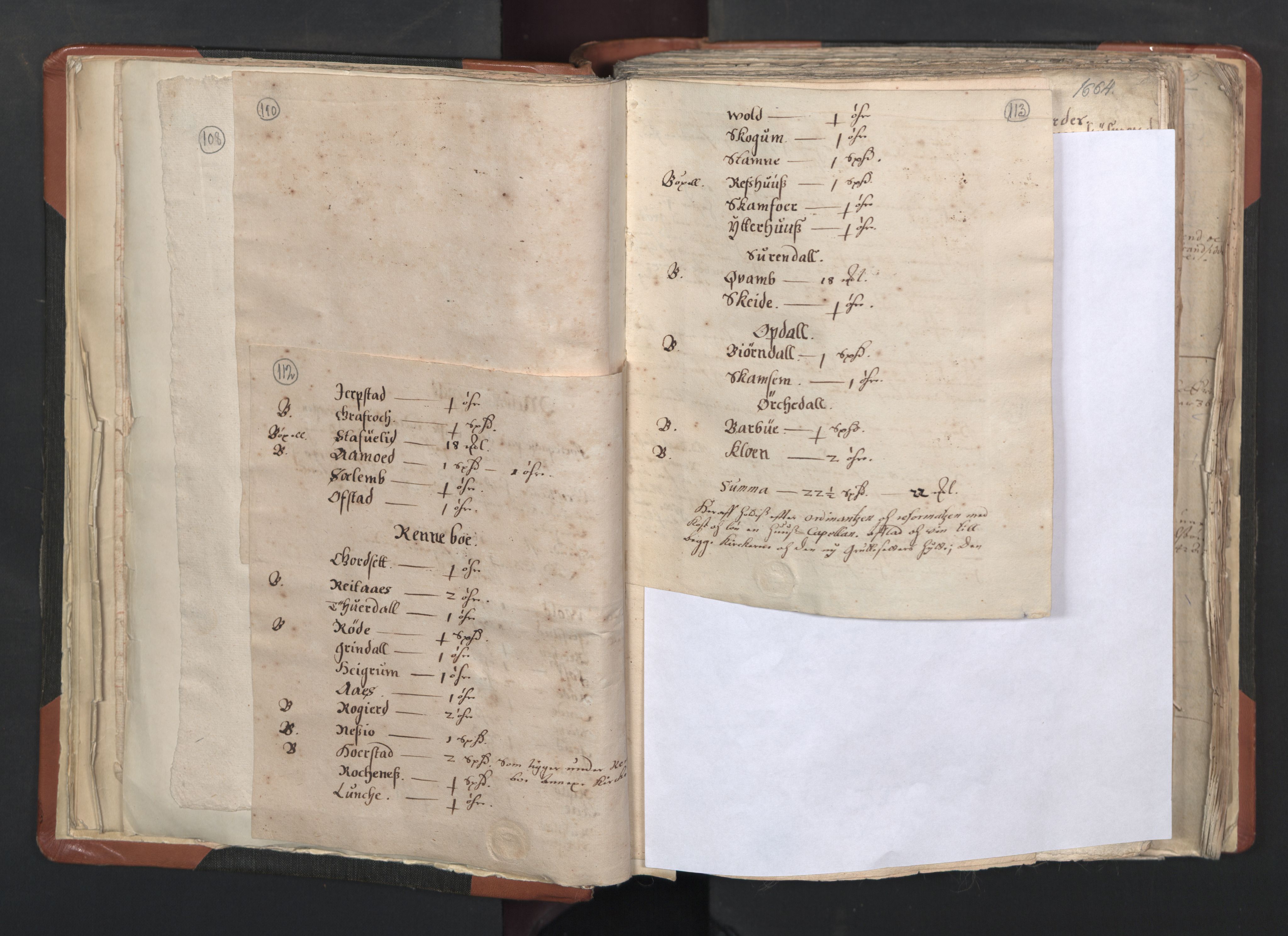 RA, Vicar's Census 1664-1666, no. 31: Dalane deanery, 1664-1666, p. 112-113