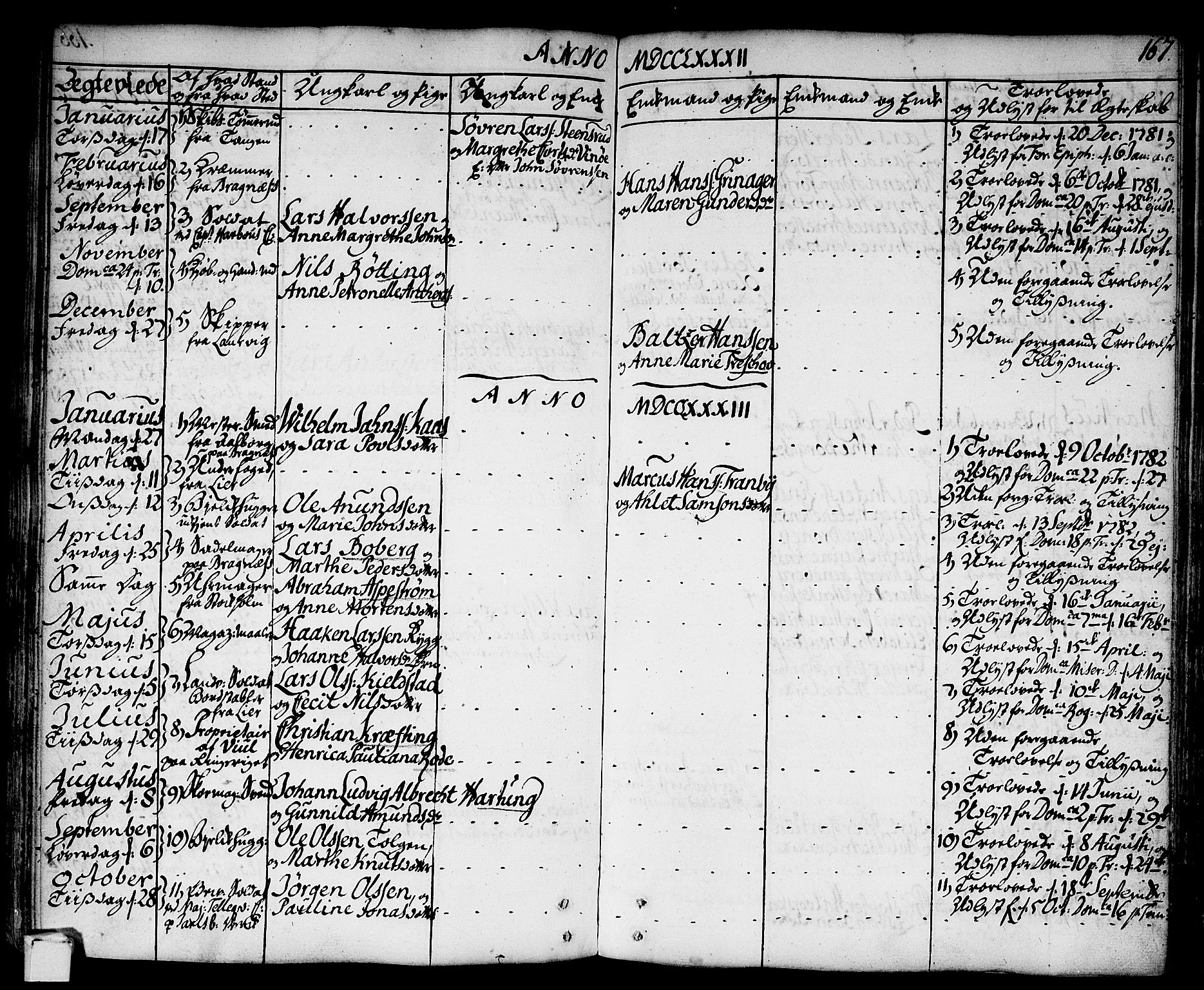 Strømsø kirkebøker, AV/SAKO-A-246/F/Fa/L0009: Parish register (official) no. I 9, 1752-1791, p. 167