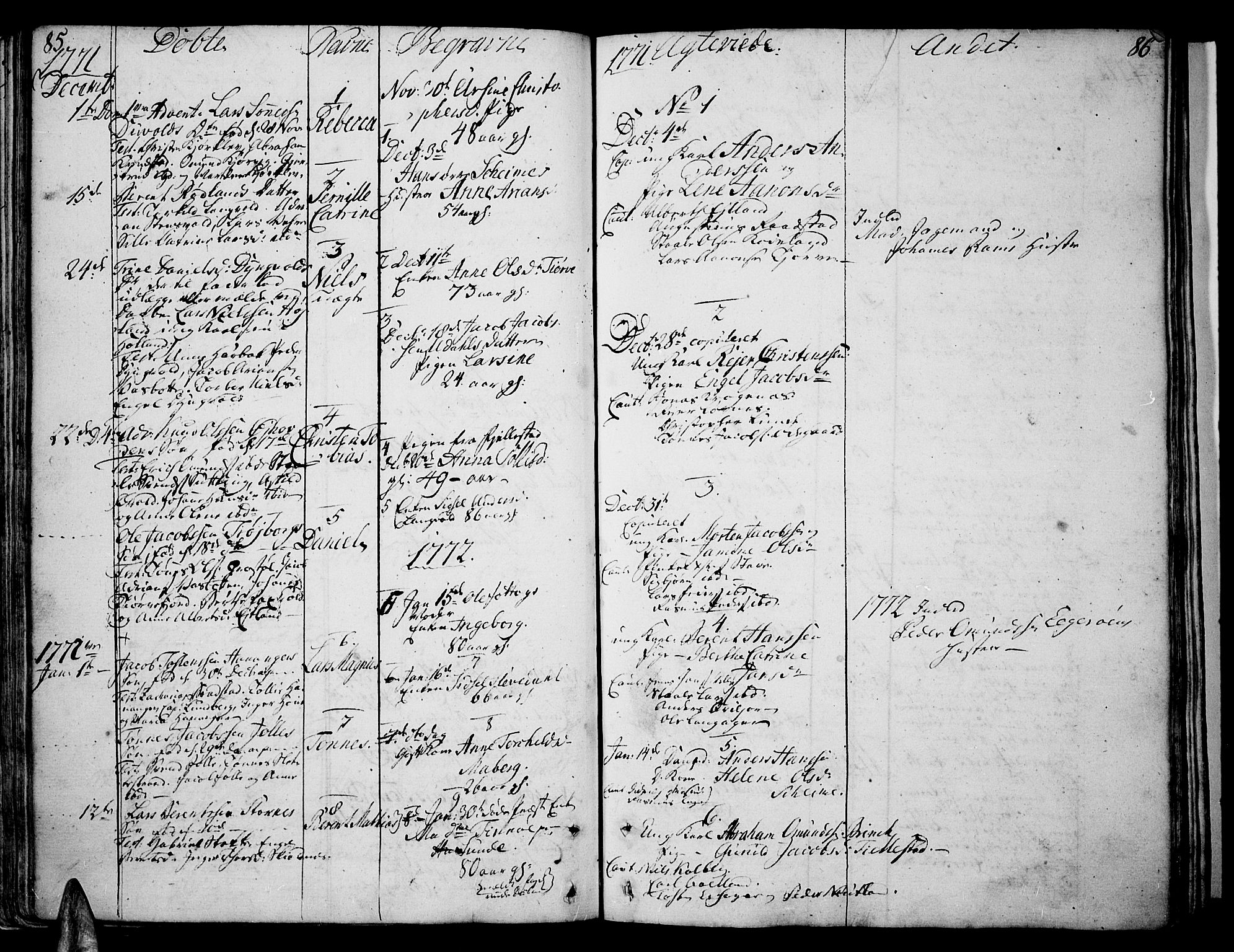 Lista sokneprestkontor, AV/SAK-1111-0027/F/Fa/L0004: Parish register (official) no. A 4, 1768-1794, p. 85-86