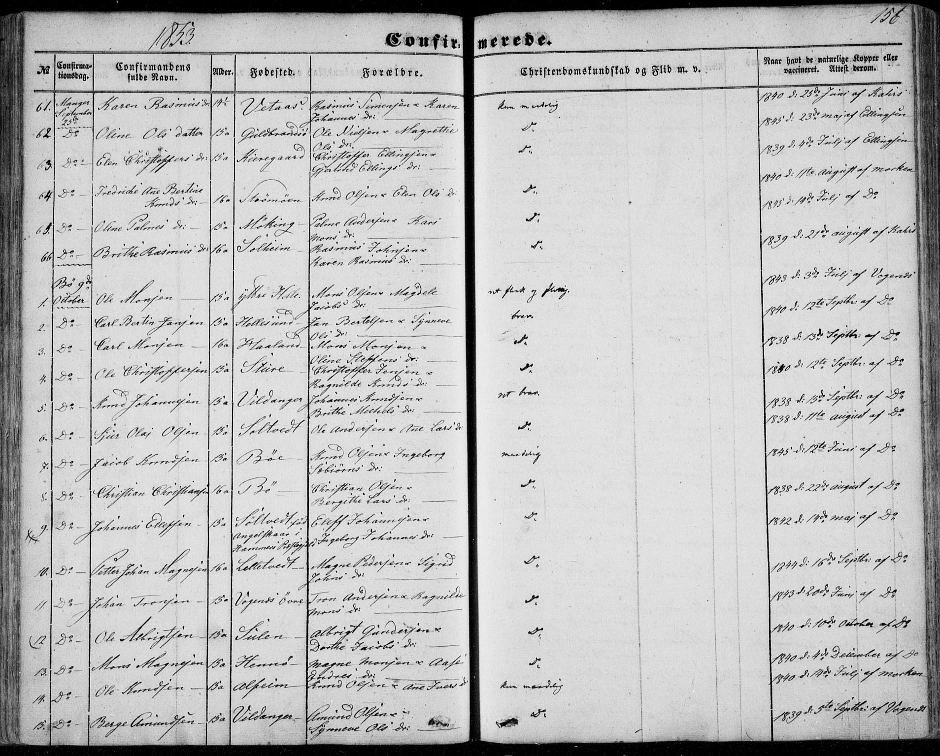 Manger sokneprestembete, SAB/A-76801/H/Haa: Parish register (official) no. A 6, 1849-1859, p. 156