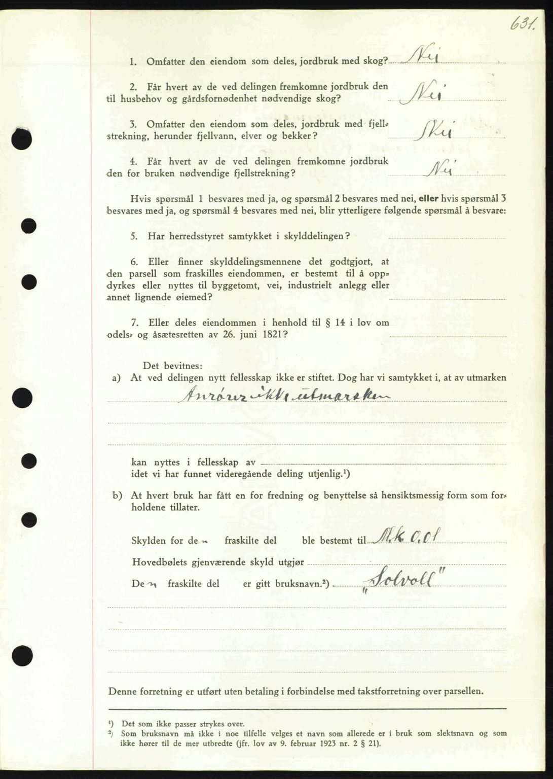 Nordmøre sorenskriveri, AV/SAT-A-4132/1/2/2Ca: Mortgage book no. A103, 1946-1947, Diary no: : 2650/1946