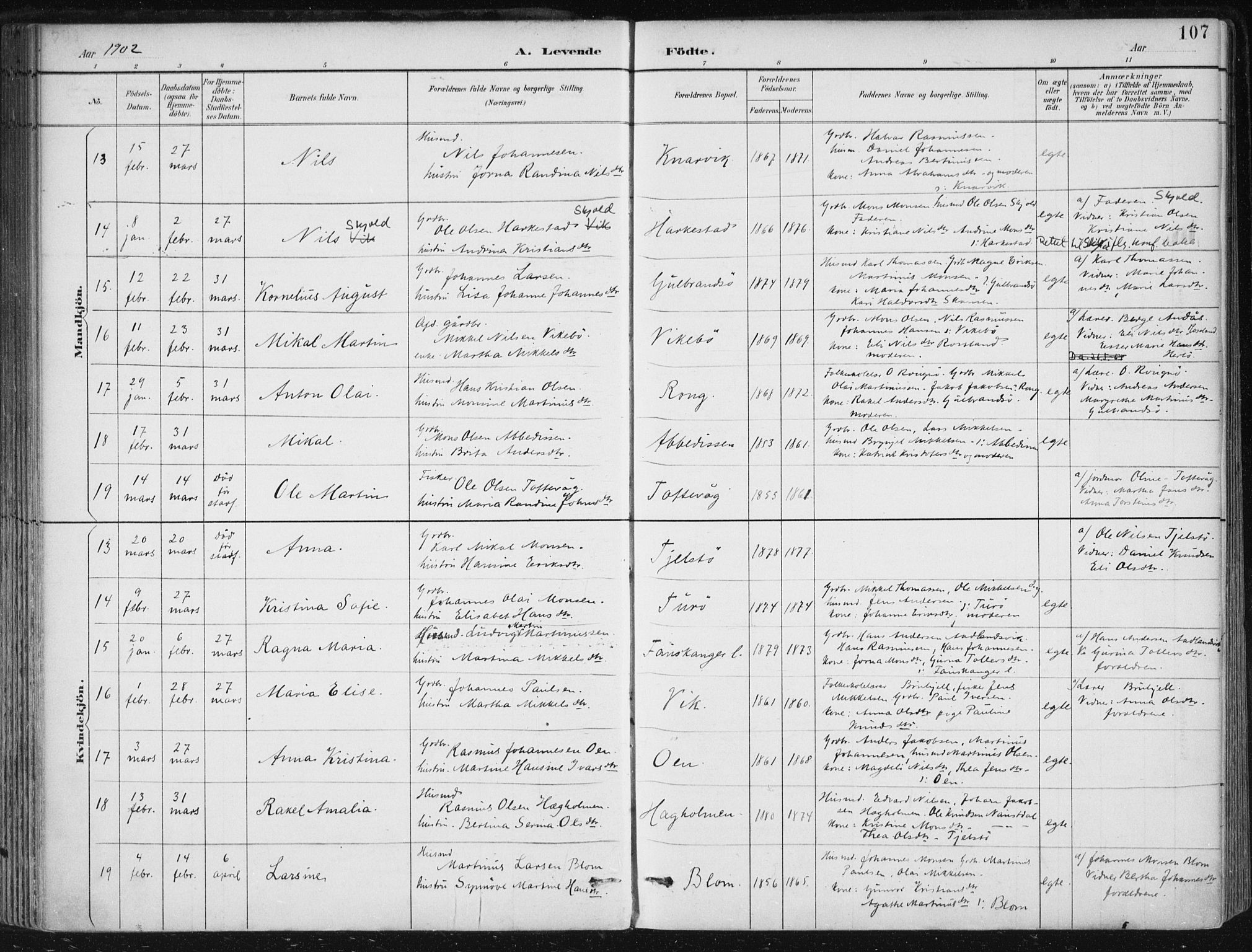 Herdla Sokneprestembete, AV/SAB-A-75701/H/Haa: Parish register (official) no. A 4, 1891-1905, p. 107