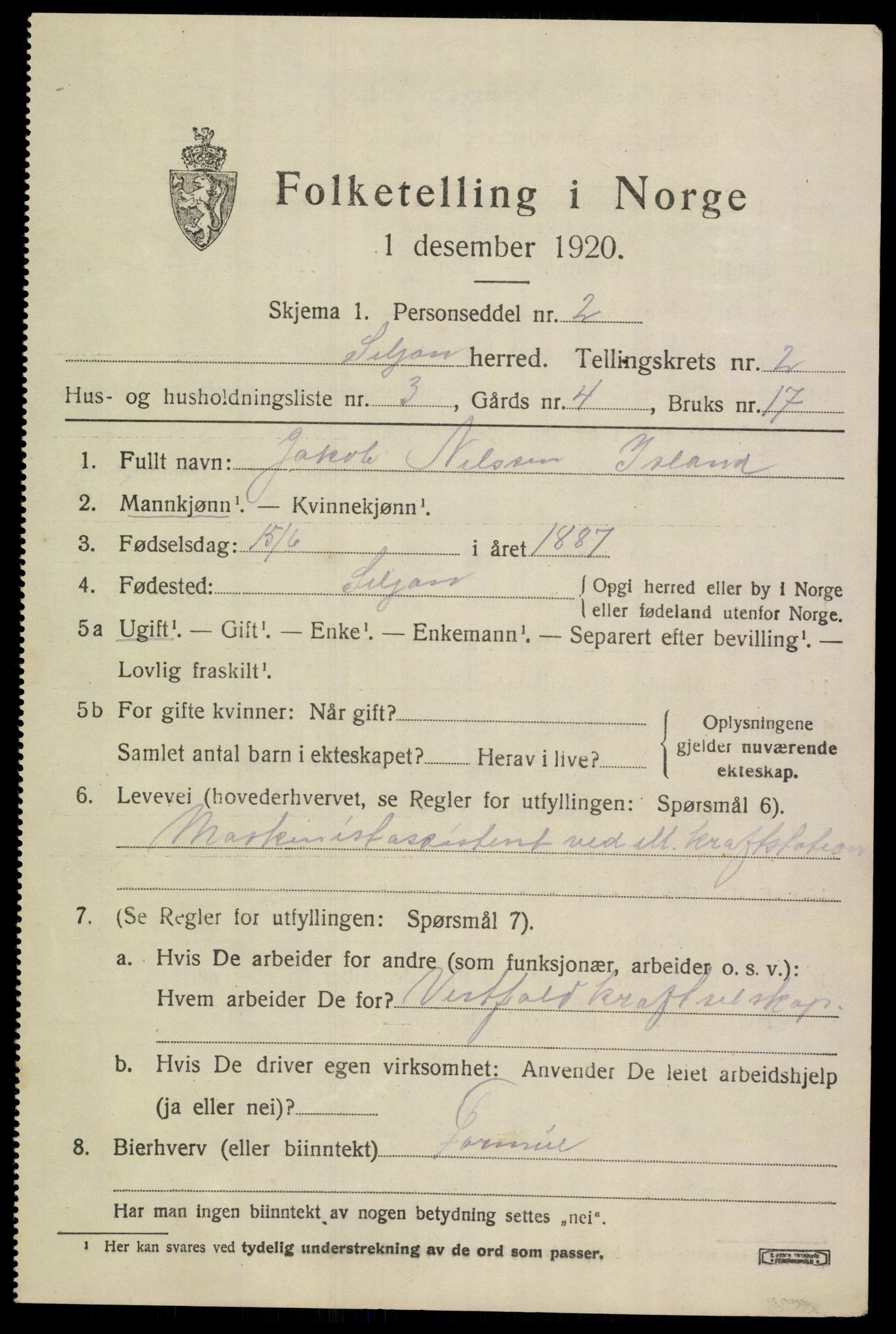 SAKO, 1920 census for Siljan, 1920, p. 959