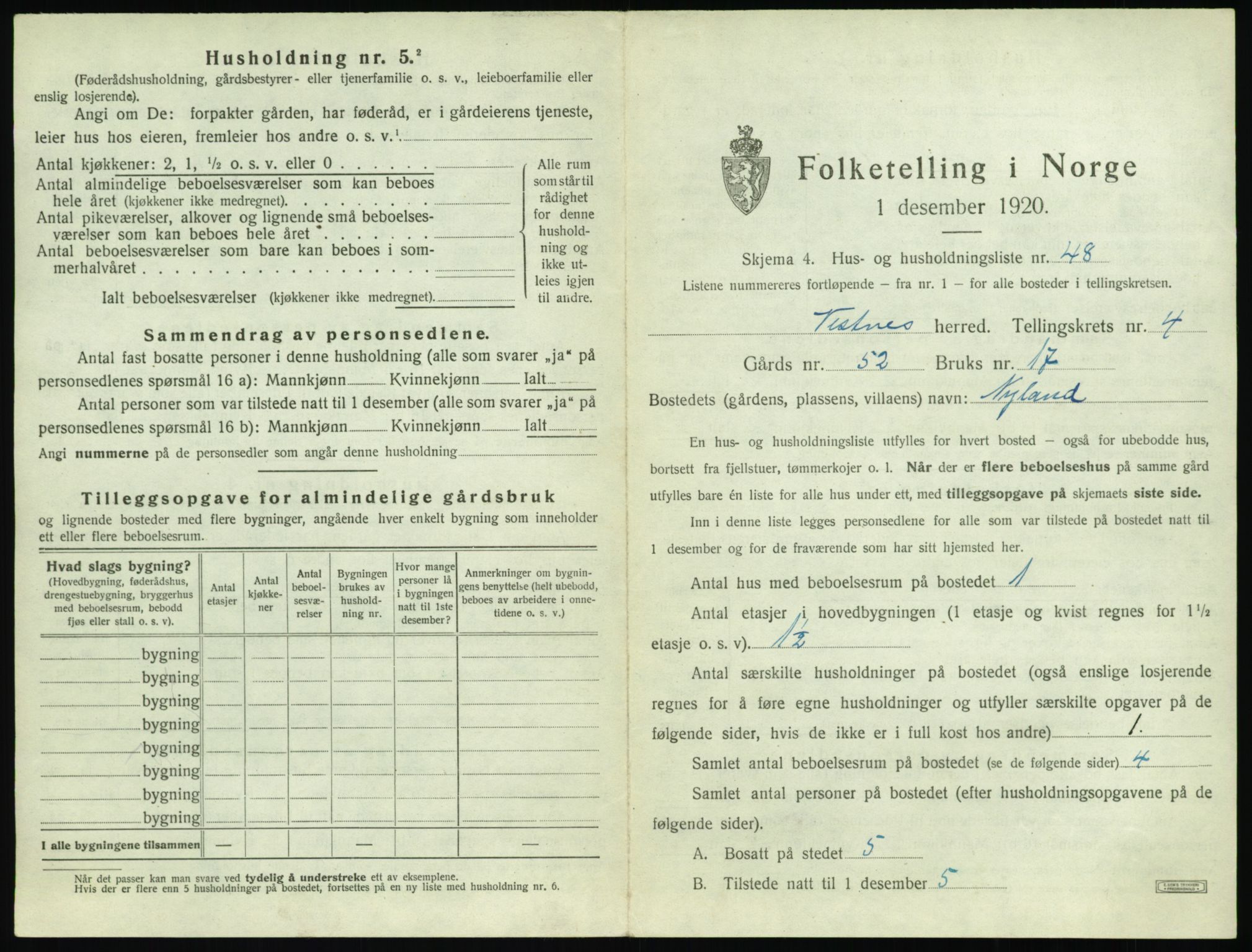 SAT, 1920 census for Vestnes, 1920, p. 561