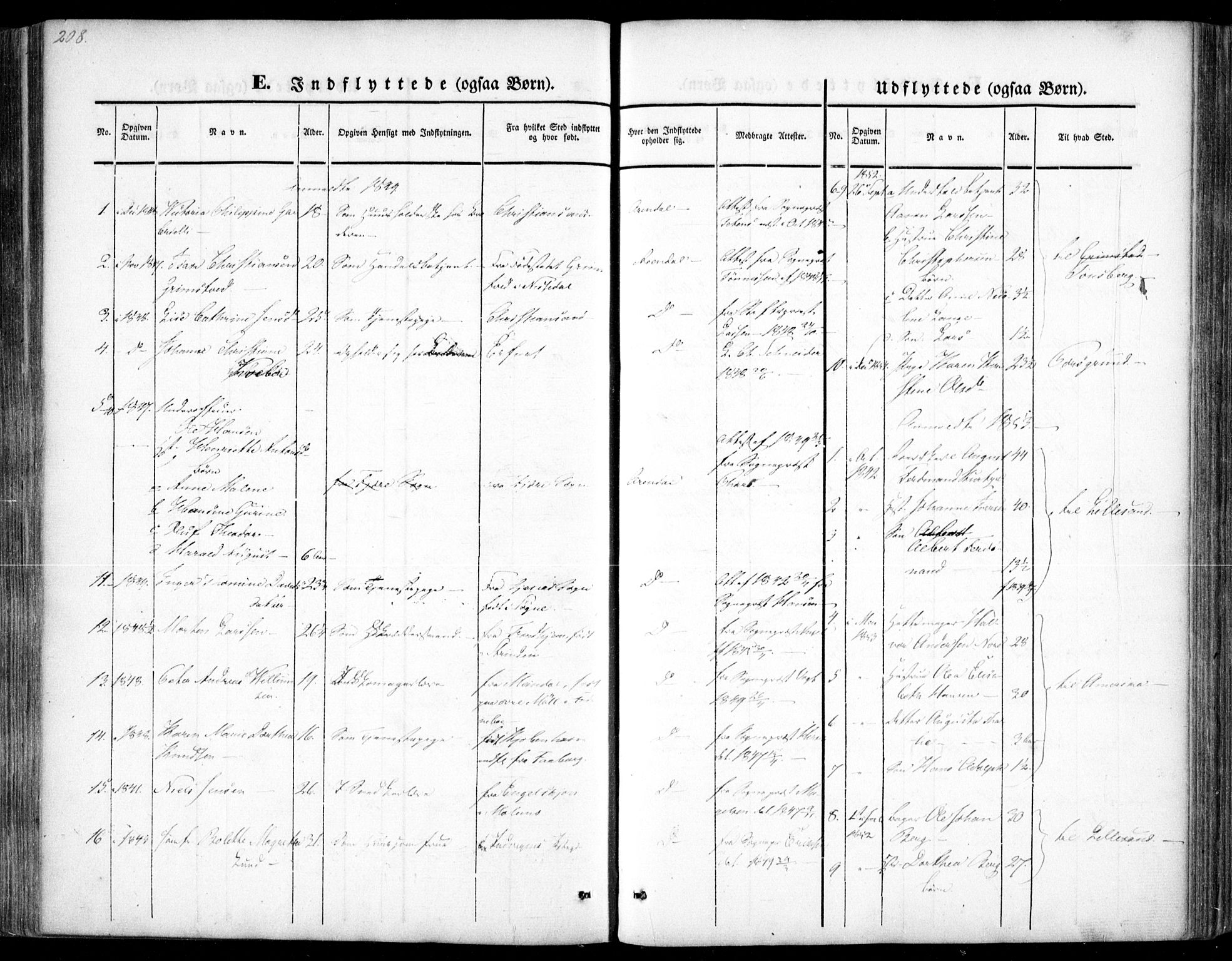 Arendal sokneprestkontor, Trefoldighet, SAK/1111-0040/F/Fa/L0005: Parish register (official) no. A 5, 1838-1854, p. 308