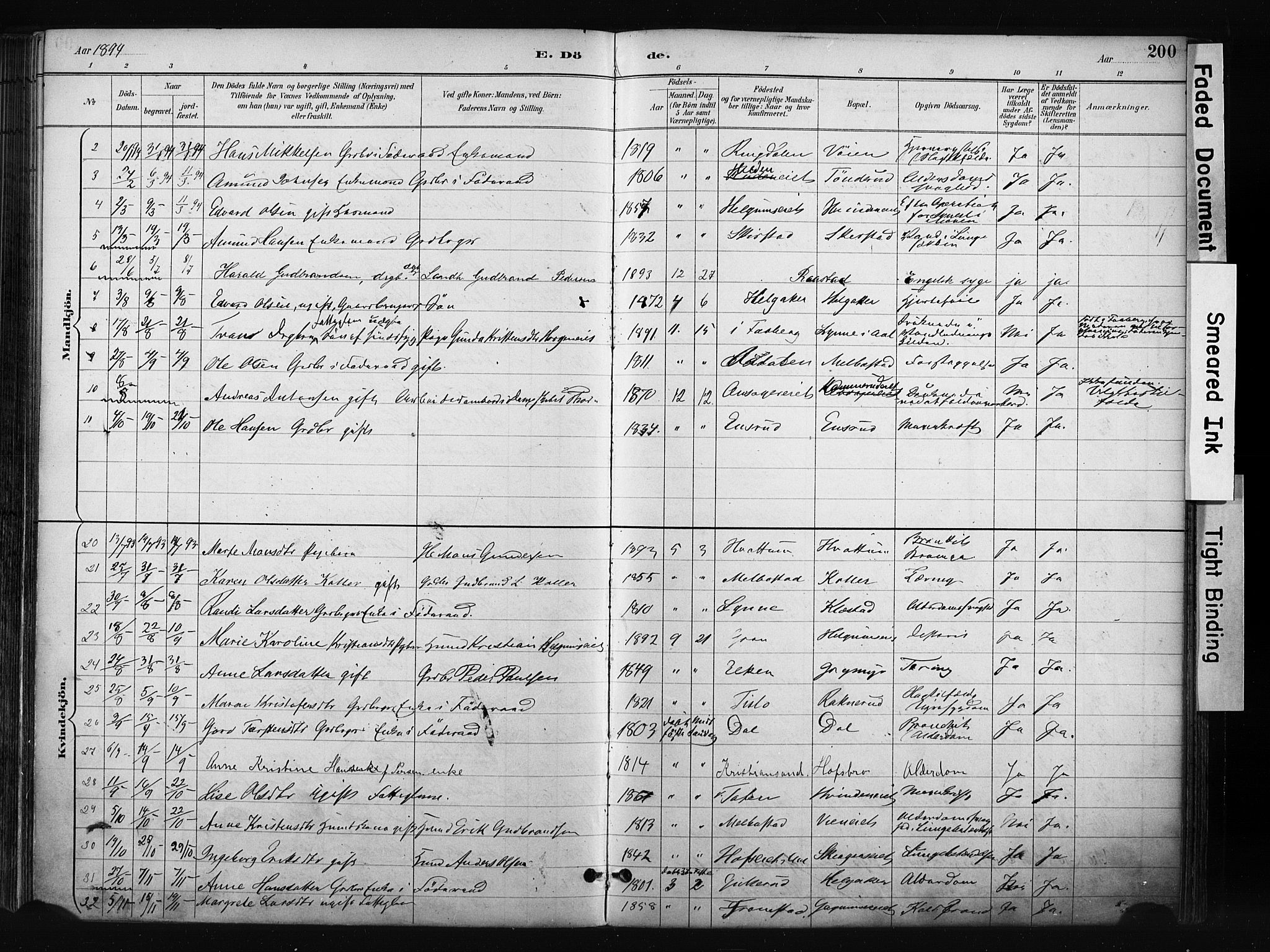 Gran prestekontor, AV/SAH-PREST-112/H/Ha/Haa/L0017: Parish register (official) no. 17, 1889-1897, p. 200