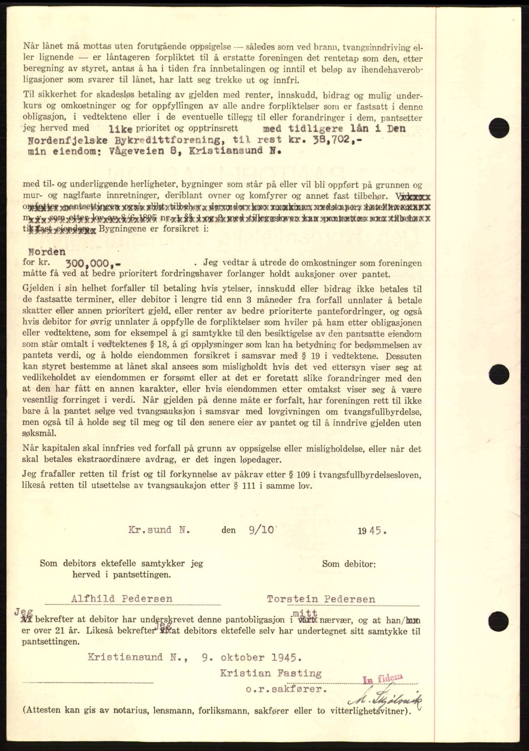 Kristiansund byfogd, SAT/A-4587/A/27: Mortgage book no. 37-38, 1943-1945, Diary no: : 636/1945