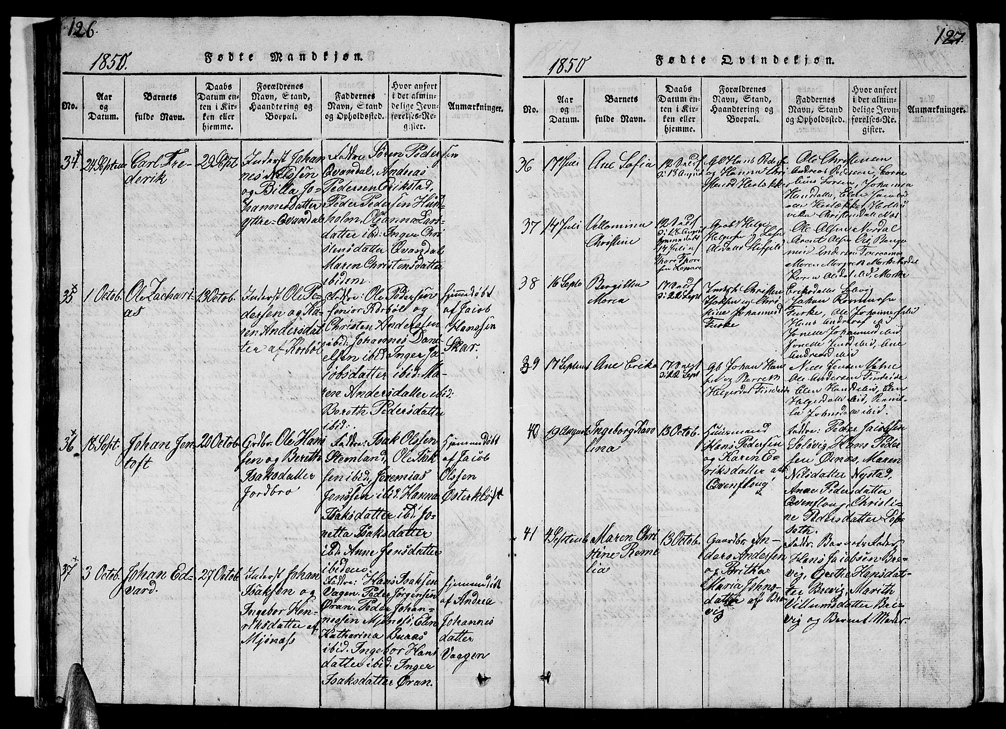 Ministerialprotokoller, klokkerbøker og fødselsregistre - Nordland, AV/SAT-A-1459/852/L0752: Parish register (copy) no. 852C03, 1840-1855, p. 126-127