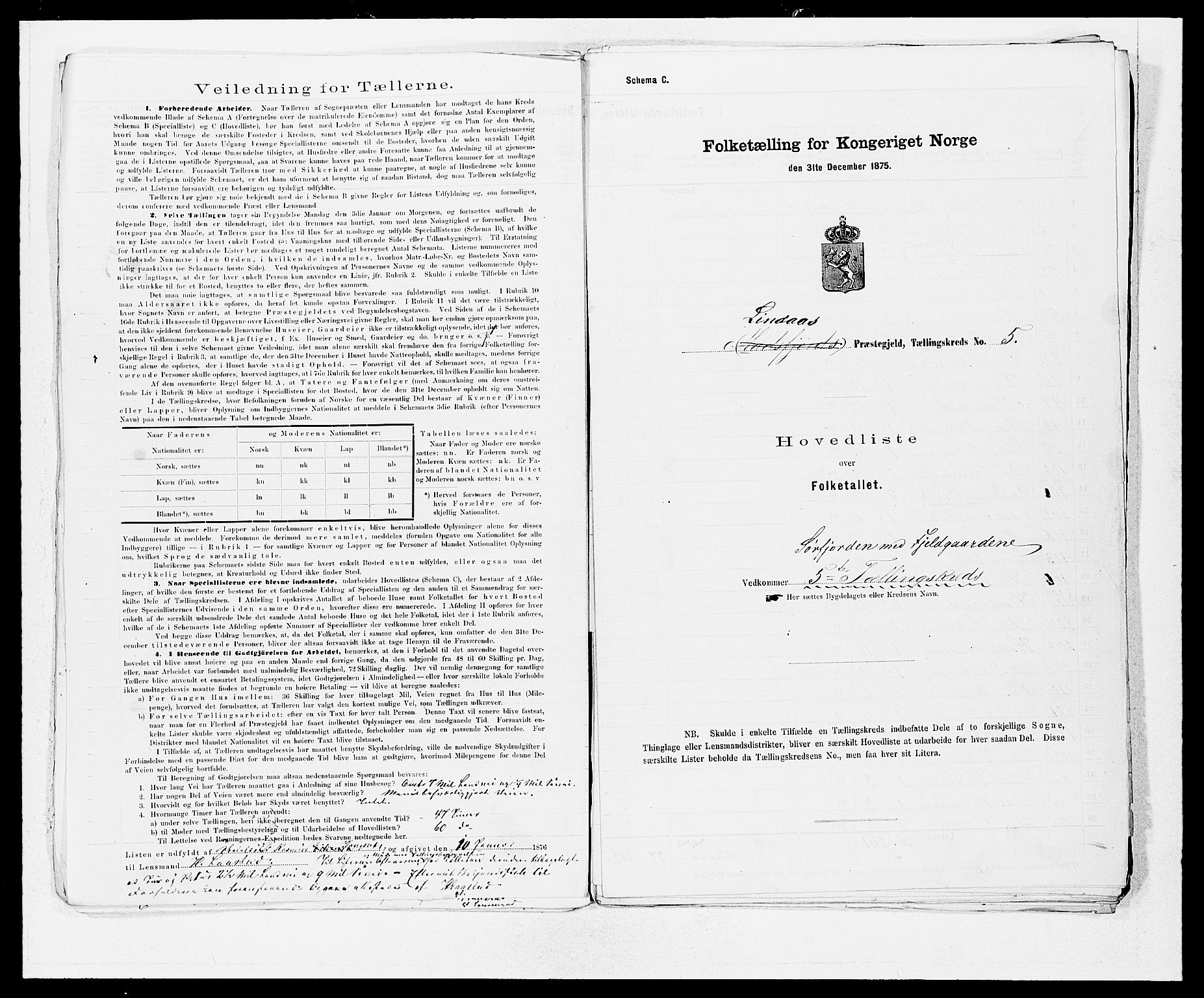 SAB, 1875 census for 1263P Lindås, 1875, p. 11