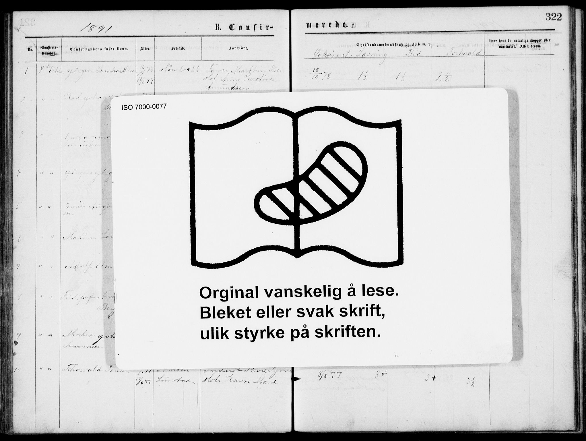 Norderhov kirkebøker, SAKO/A-237/G/Gb/L0001: Parish register (copy) no. II 1, 1876-1899, p. 322