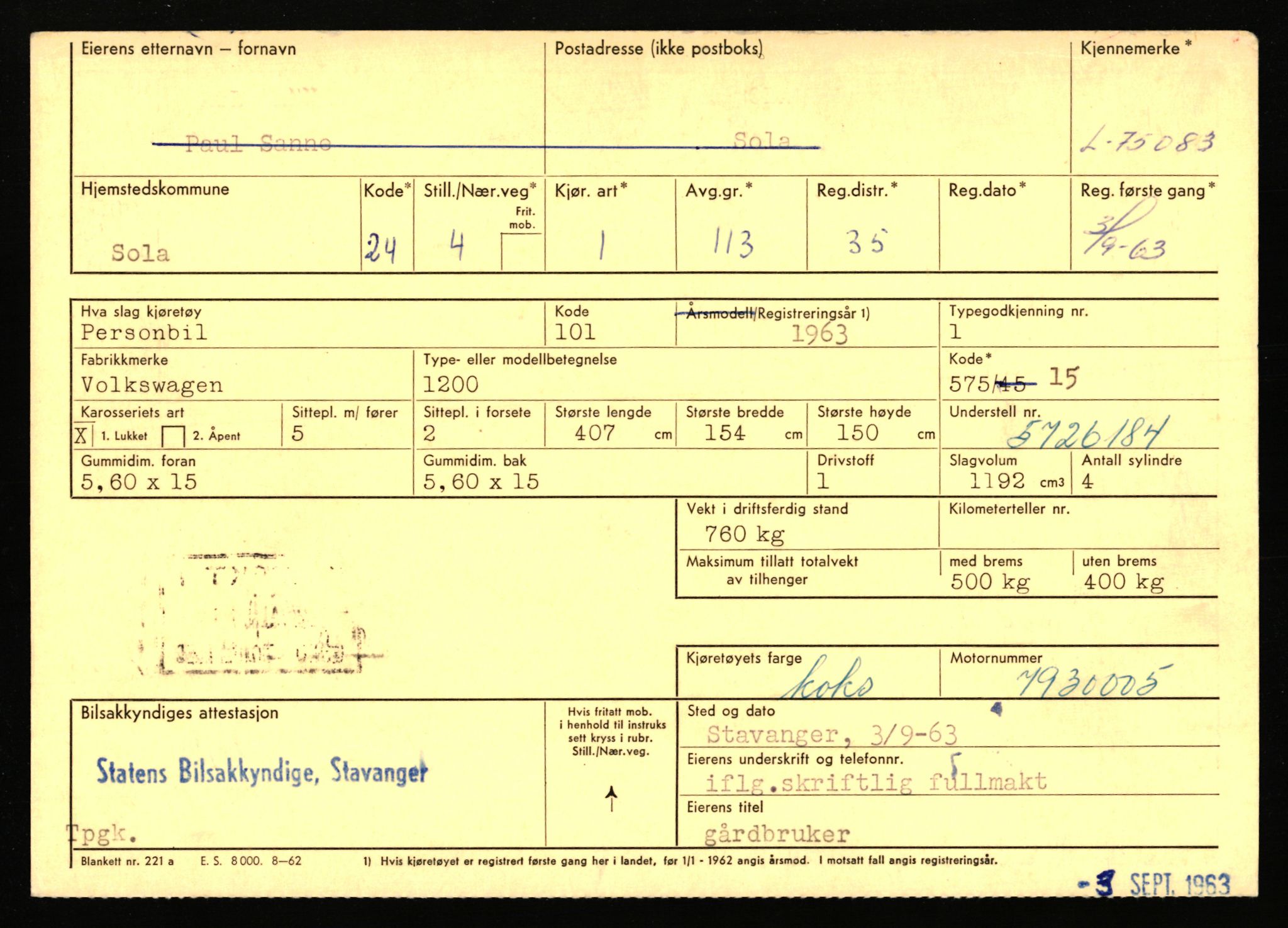 Stavanger trafikkstasjon, AV/SAST-A-101942/0/F/L0068: L-75000 - L-76799, 1930-1971, p. 113