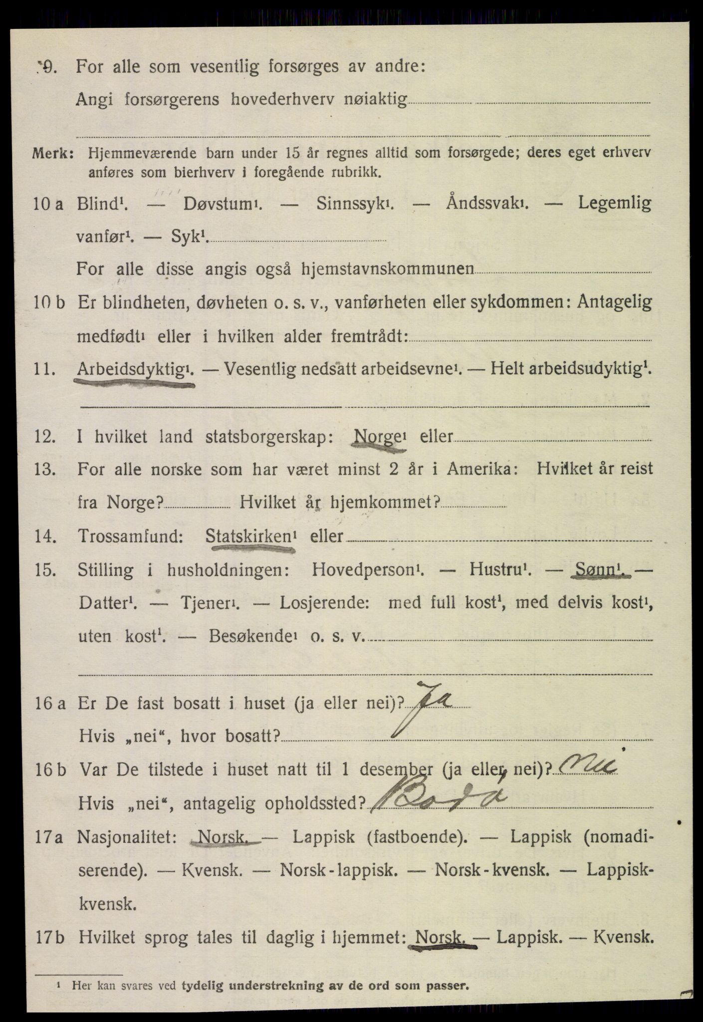 SAT, 1920 census for Sørfold, 1920, p. 1914