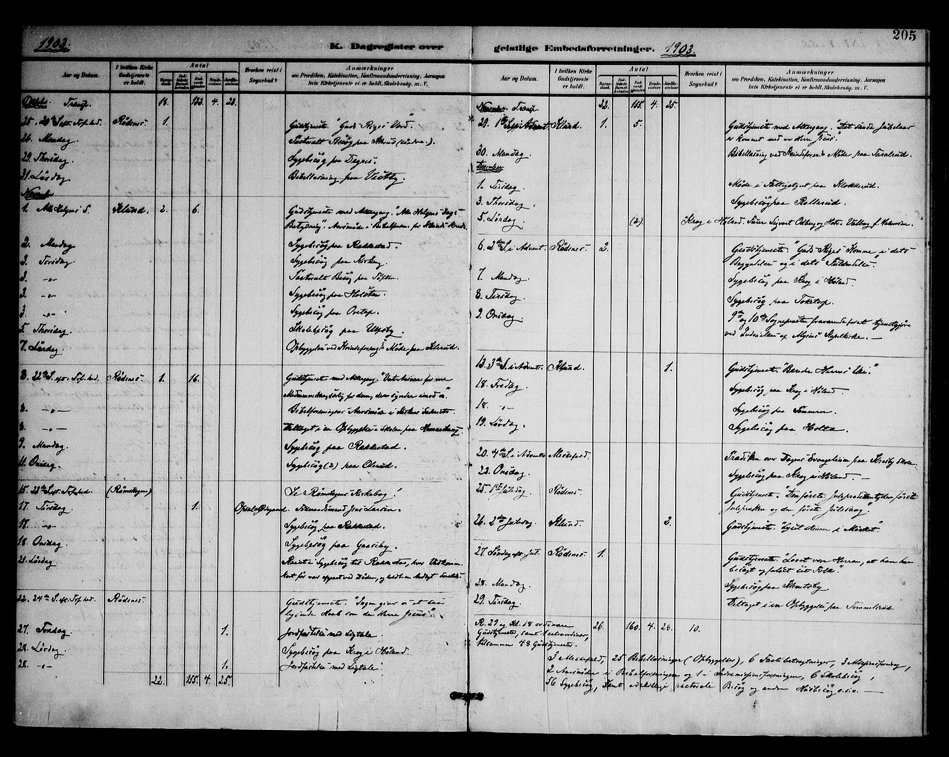 Rødenes prestekontor Kirkebøker, AV/SAO-A-2005/F/Fa/L0011: Parish register (official) no. I 11, 1901-1910, p. 205