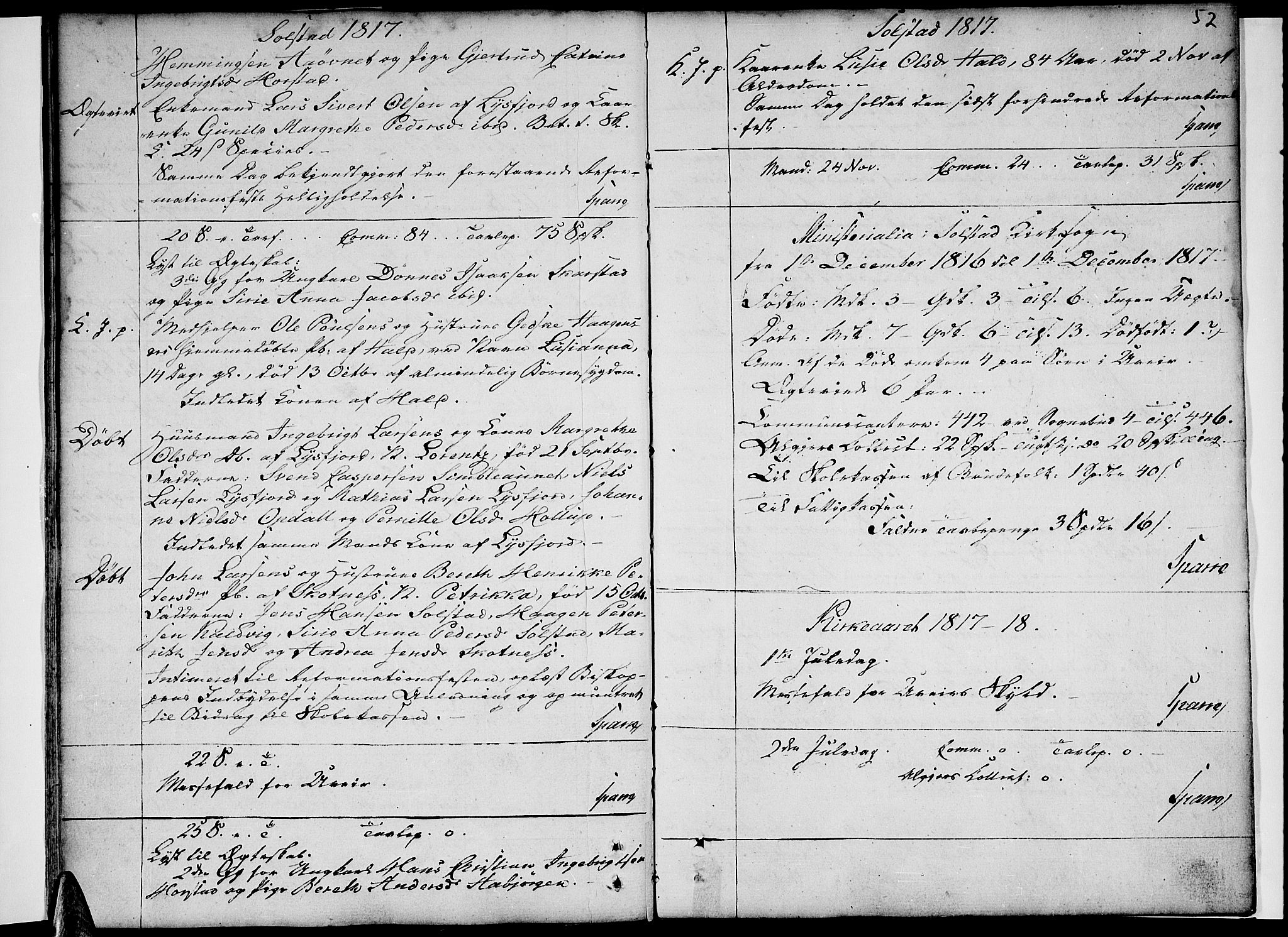 Ministerialprotokoller, klokkerbøker og fødselsregistre - Nordland, SAT/A-1459/811/L0164: Parish register (official) no. 811A02, 1752-1819, p. 52
