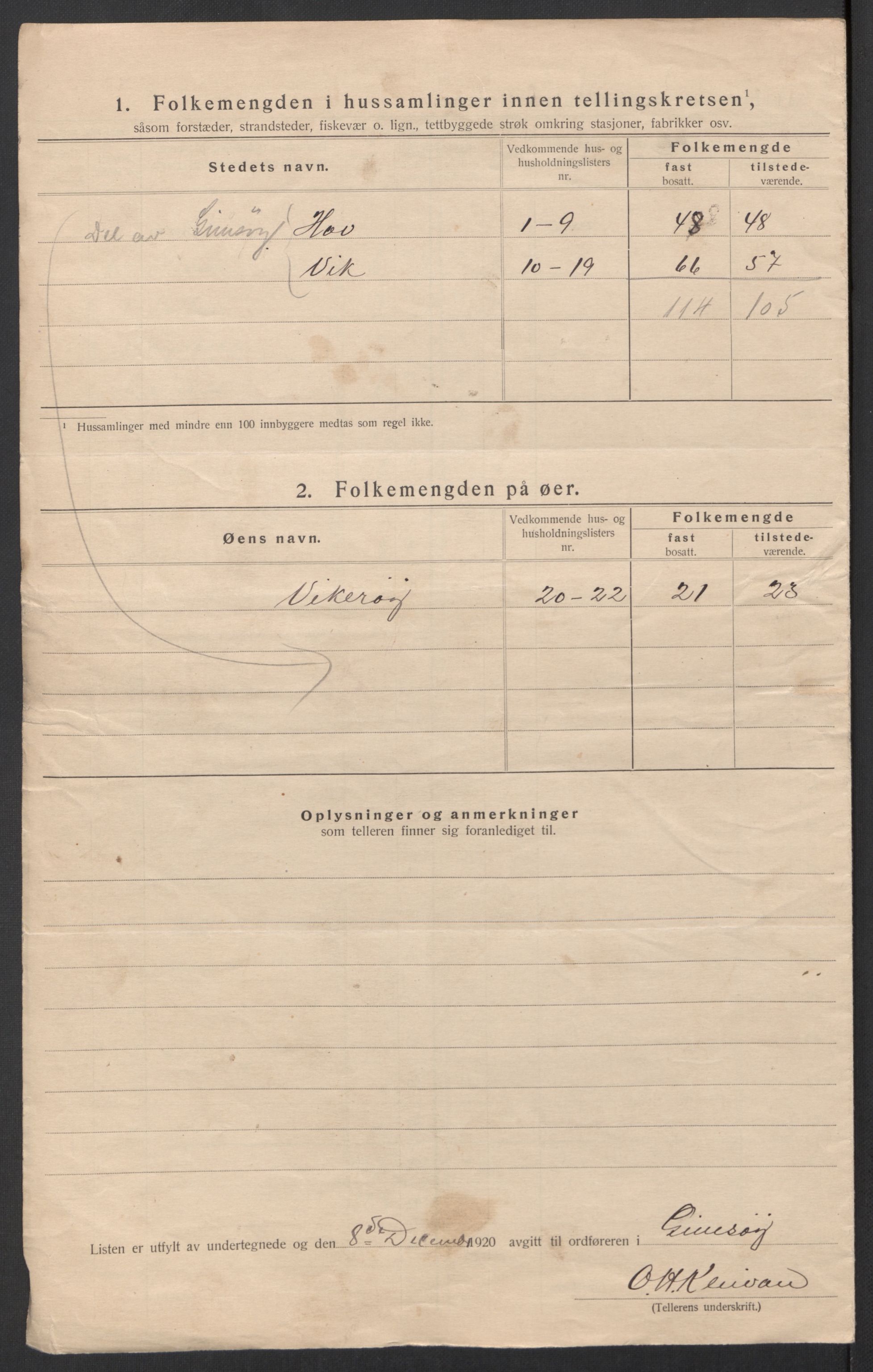 SAT, 1920 census for Gimsøy, 1920, p. 38