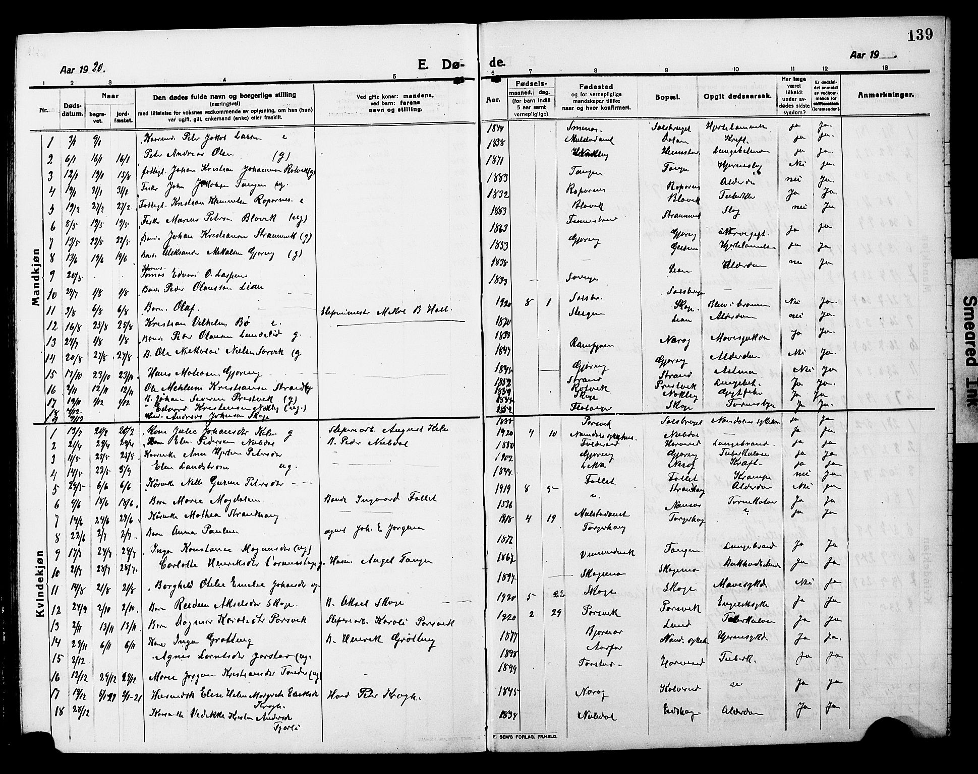 Ministerialprotokoller, klokkerbøker og fødselsregistre - Nord-Trøndelag, SAT/A-1458/780/L0653: Parish register (copy) no. 780C05, 1911-1927, p. 139