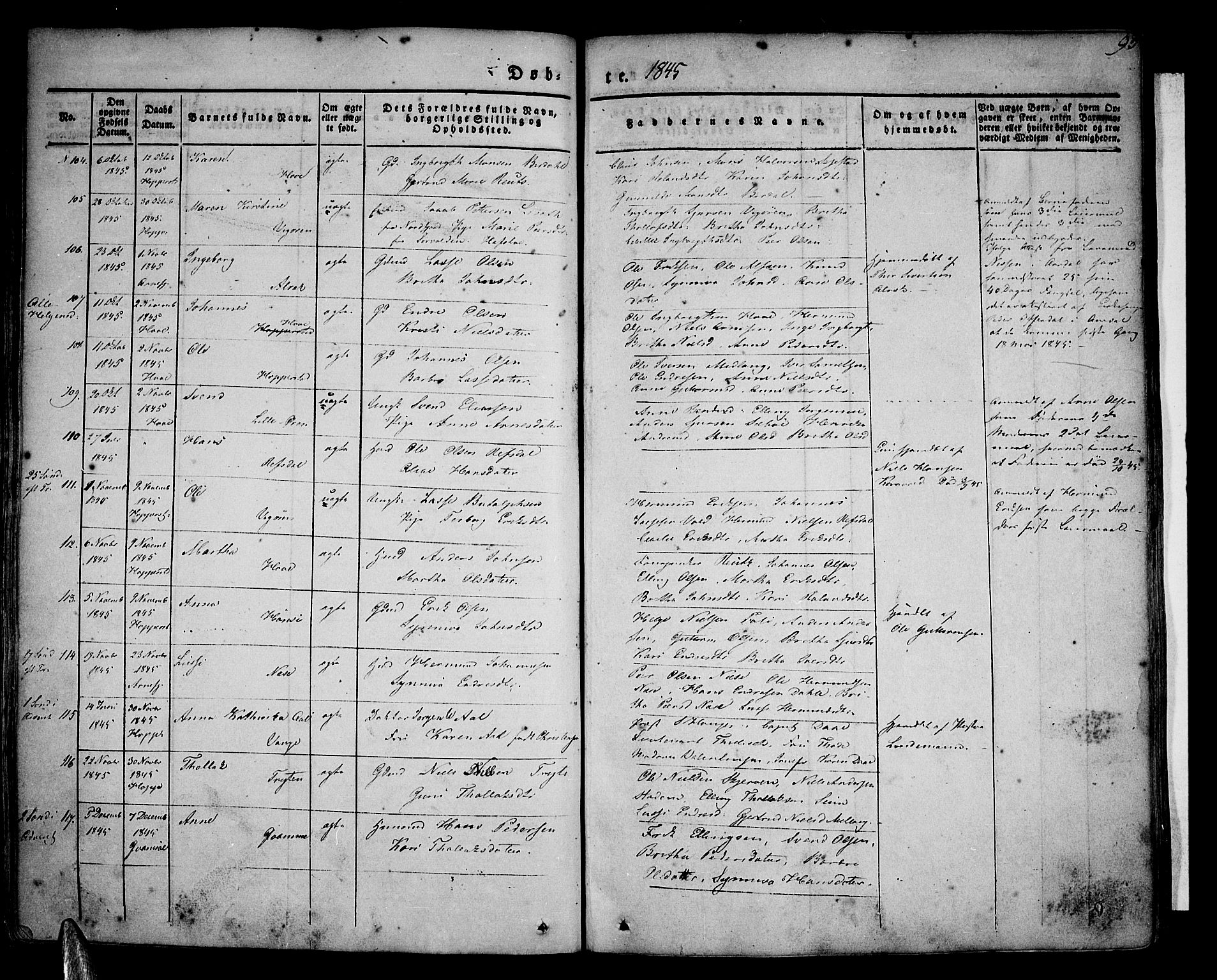 Vik sokneprestembete, SAB/A-81501: Parish register (official) no. A 7, 1831-1845, p. 93