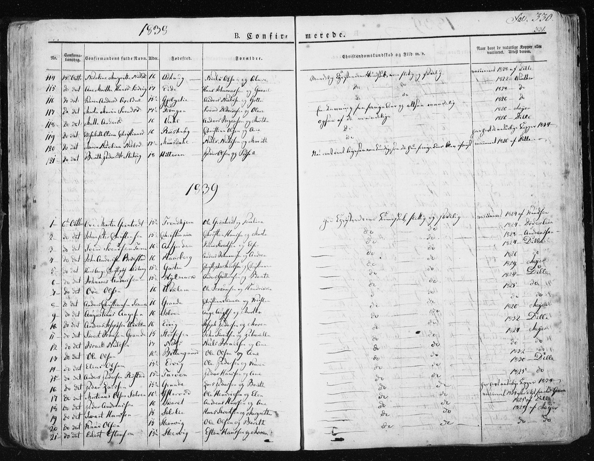 Ministerialprotokoller, klokkerbøker og fødselsregistre - Sør-Trøndelag, SAT/A-1456/659/L0735: Parish register (official) no. 659A05, 1826-1841, p. 330