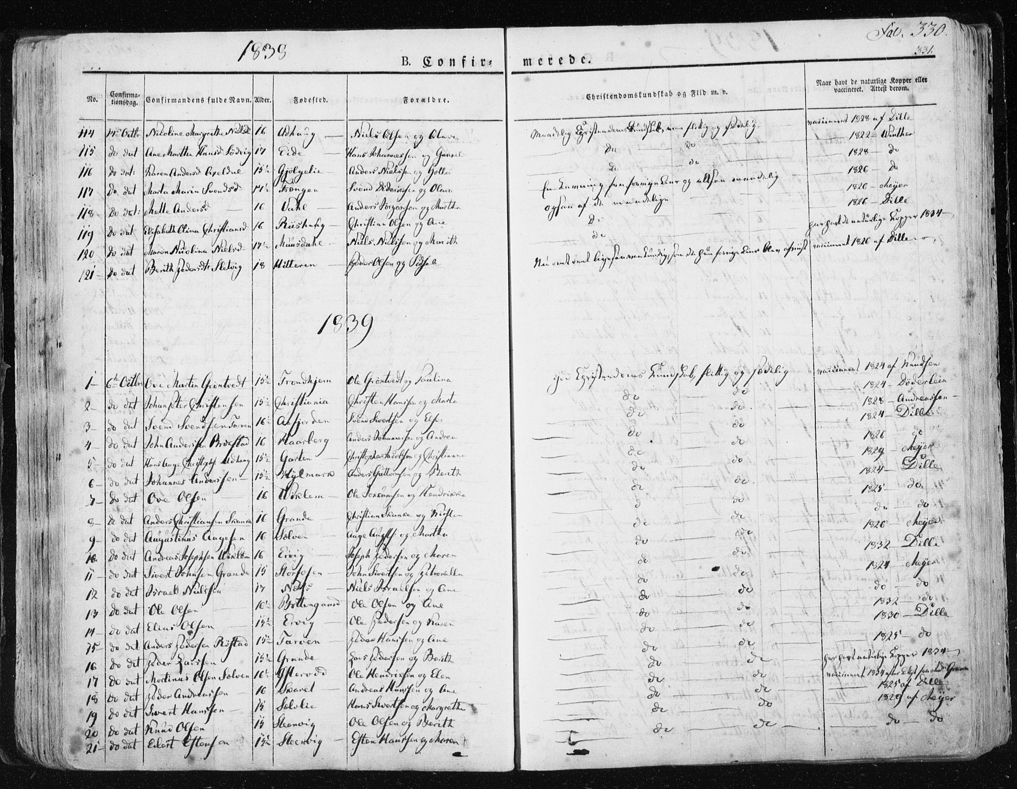 Ministerialprotokoller, klokkerbøker og fødselsregistre - Sør-Trøndelag, AV/SAT-A-1456/659/L0735: Parish register (official) no. 659A05, 1826-1841, p. 330