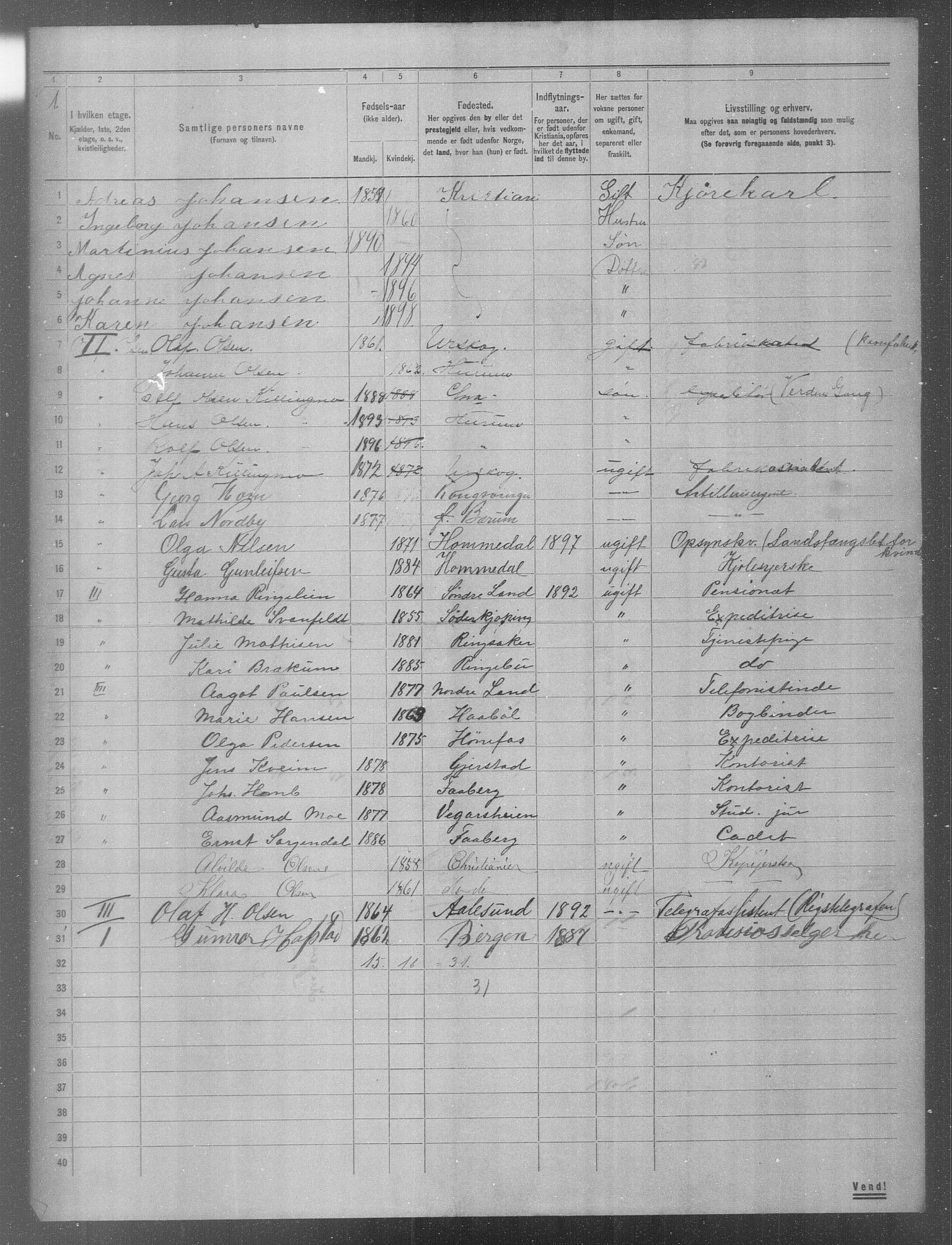 OBA, Municipal Census 1904 for Kristiania, 1904, p. 1062