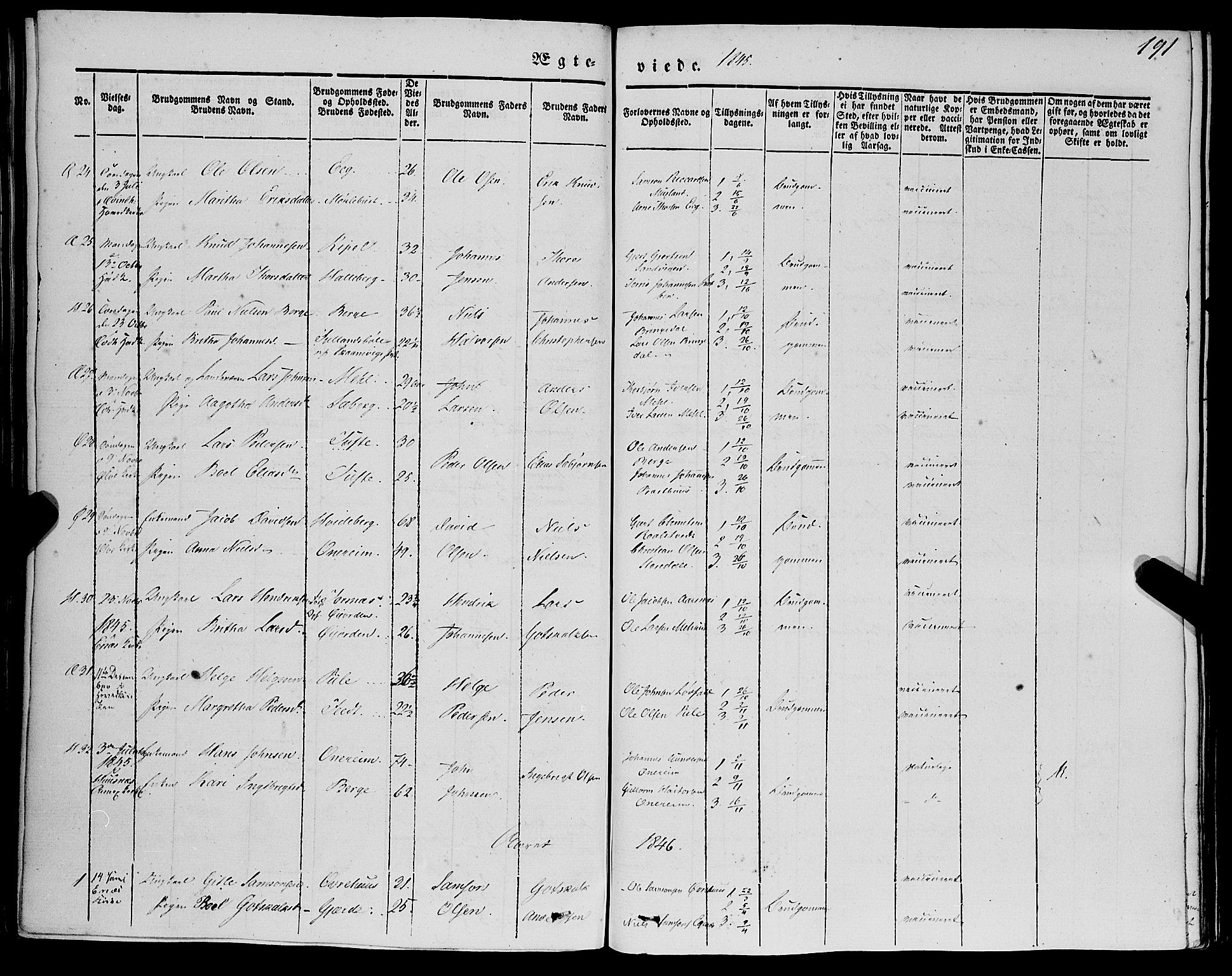 Kvinnherad sokneprestembete, AV/SAB-A-76401/H/Haa: Parish register (official) no. A 7, 1843-1853, p. 191