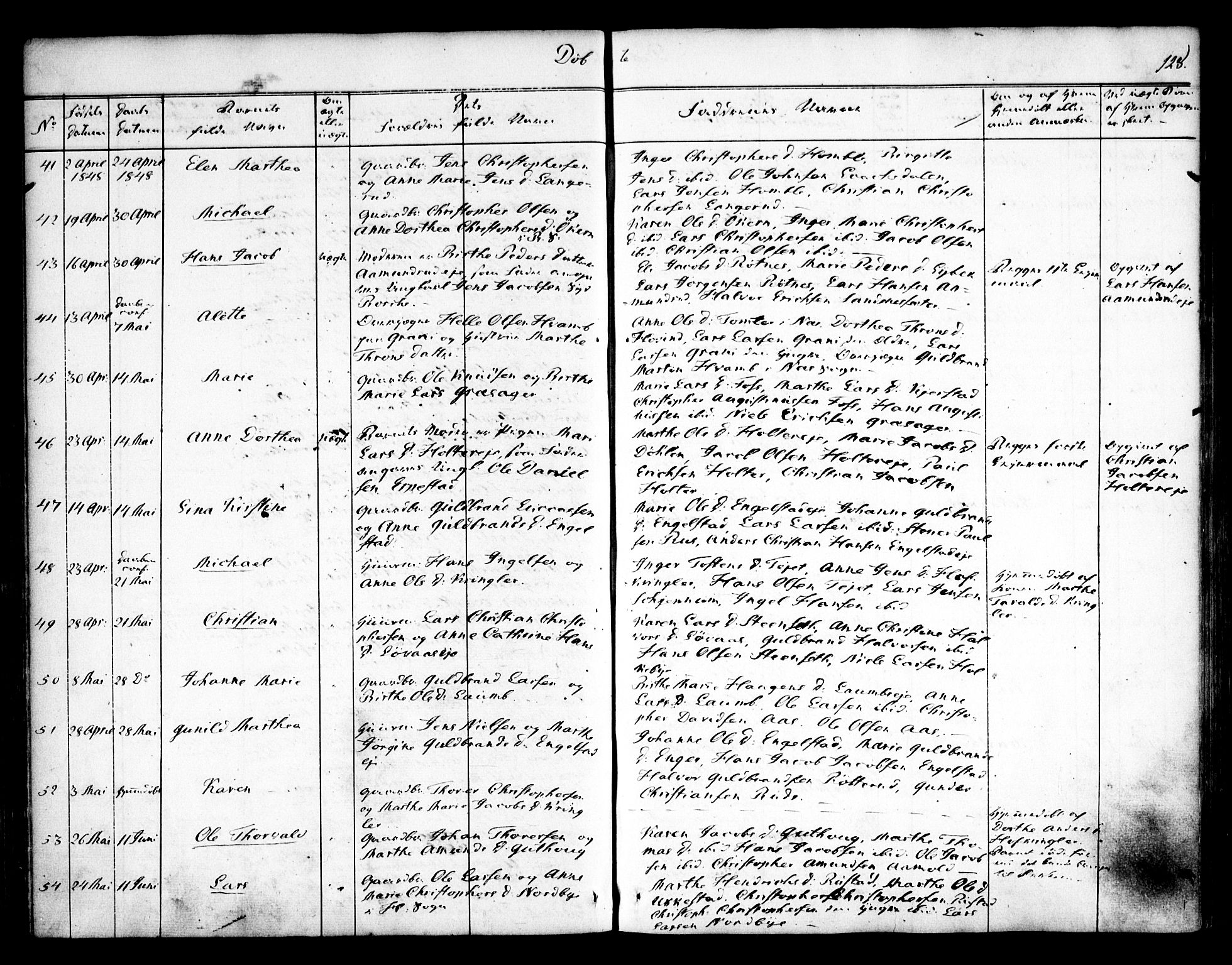 Nannestad prestekontor Kirkebøker, AV/SAO-A-10414a/F/Fa/L0010: Parish register (official) no. I 10, 1840-1850, p. 128