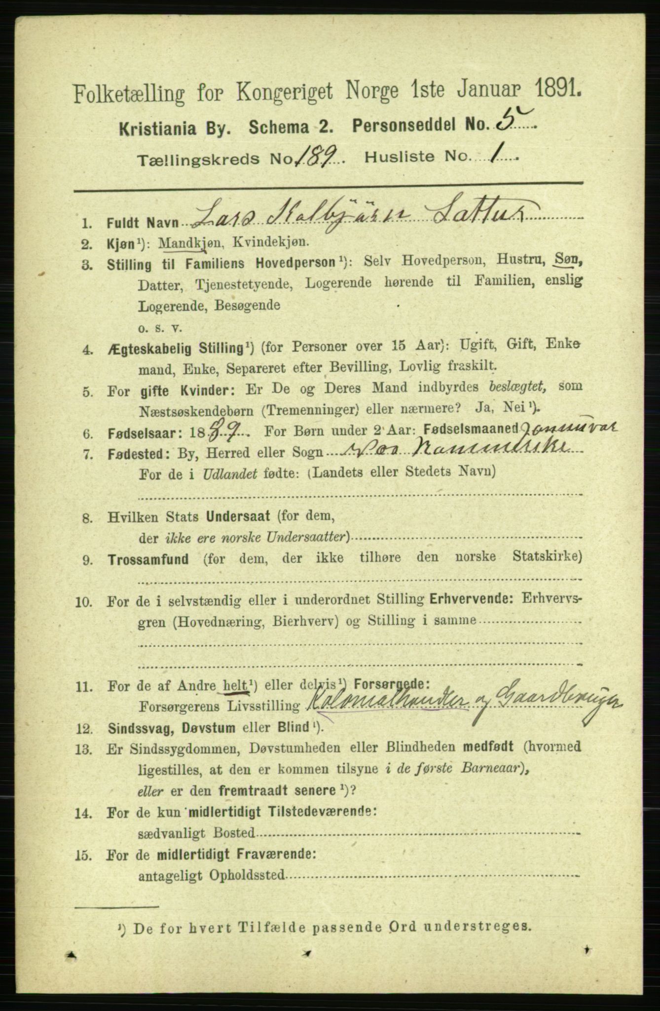 RA, 1891 census for 0301 Kristiania, 1891, p. 113194