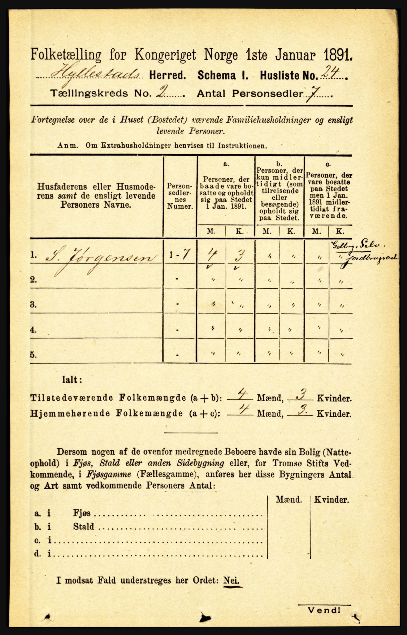 RA, 1891 census for 1413 Hyllestad, 1891, p. 144