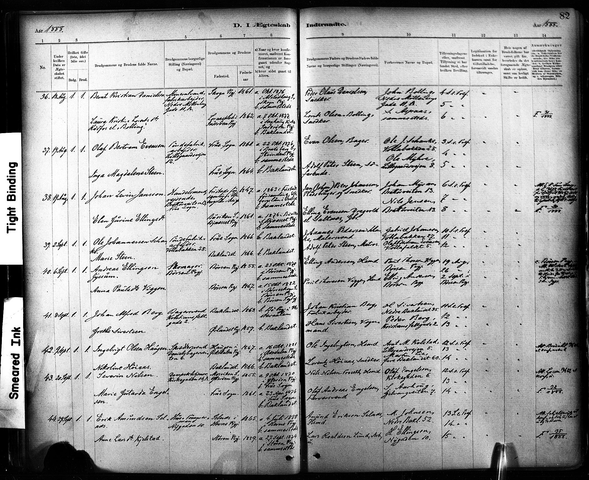 Ministerialprotokoller, klokkerbøker og fødselsregistre - Sør-Trøndelag, SAT/A-1456/604/L0189: Parish register (official) no. 604A10, 1878-1892, p. 82