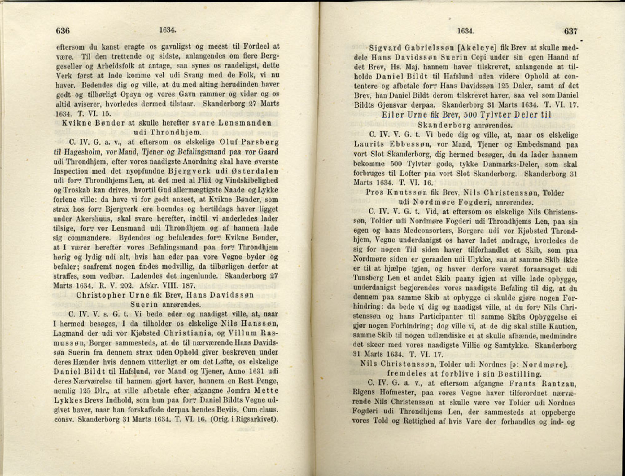 Publikasjoner utgitt av Det Norske Historiske Kildeskriftfond, PUBL/-/-/-: Norske Rigs-Registranter, bind 6, 1628-1634, p. 636-637