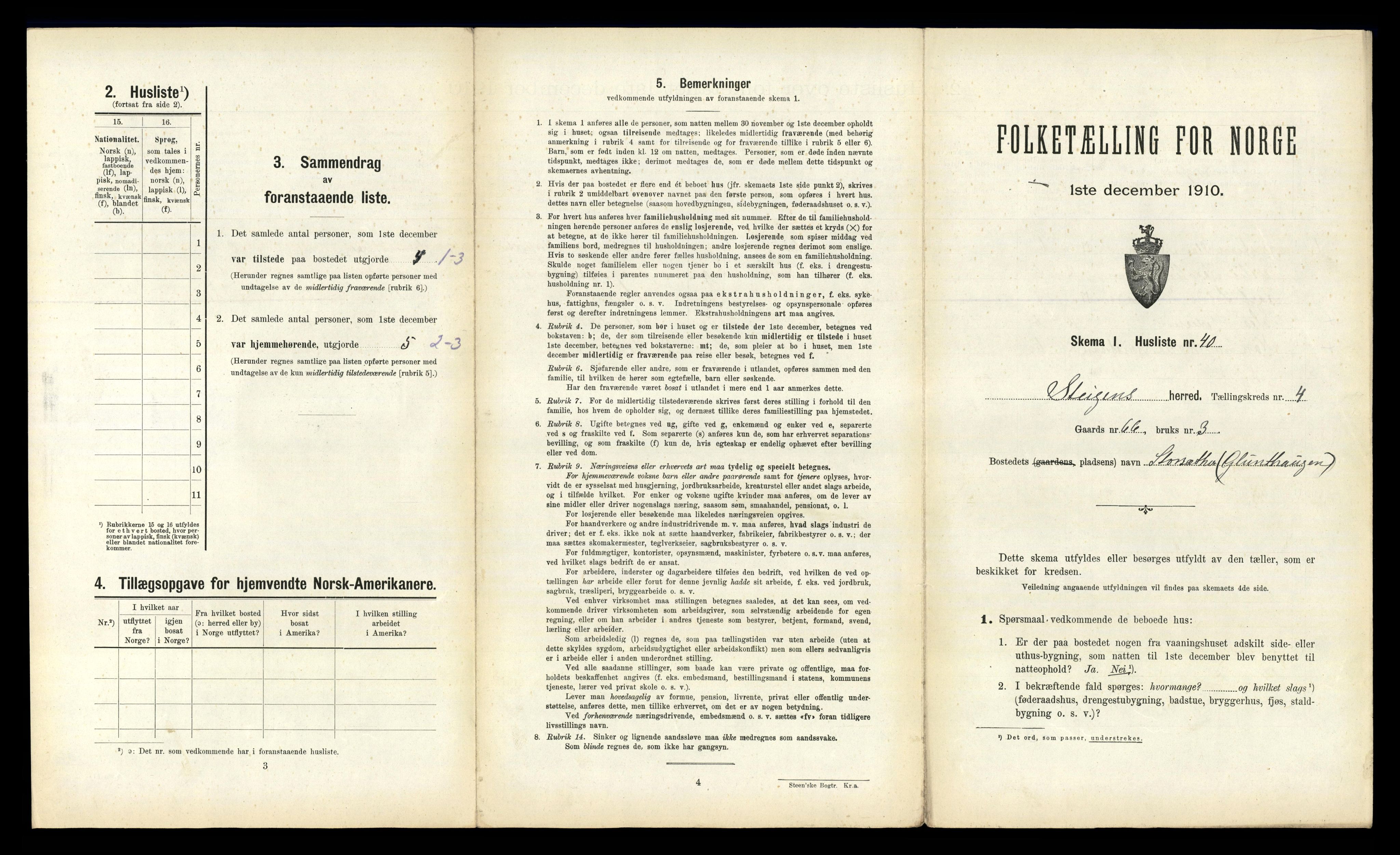 RA, 1910 census for Steigen, 1910, p. 341