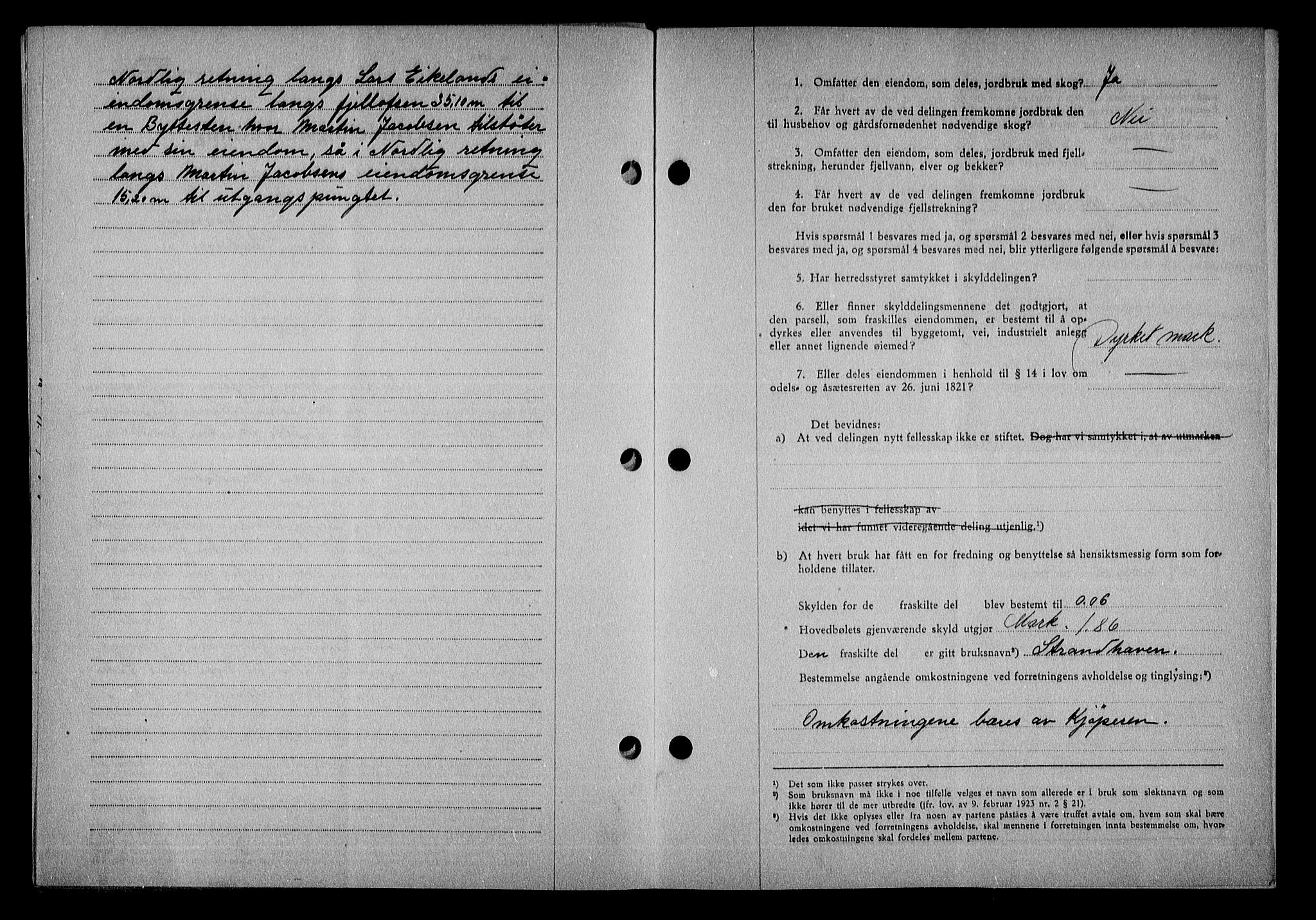 Nedenes sorenskriveri, AV/SAK-1221-0006/G/Gb/Gba/L0051: Mortgage book no. A-V, 1943-1944, Diary no: : 939/1943