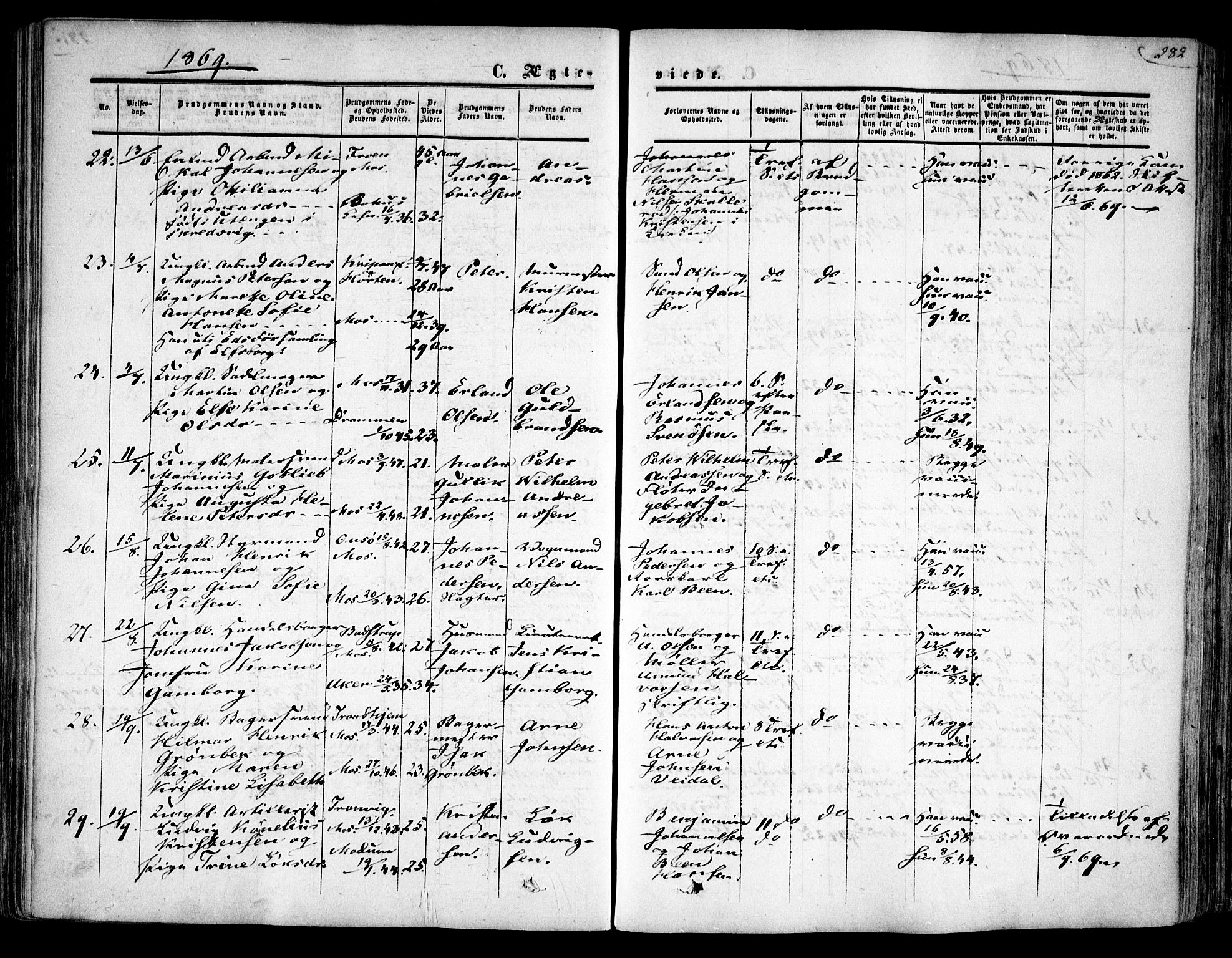 Moss prestekontor Kirkebøker, AV/SAO-A-2003/F/Fa/L0008: Parish register (official) no. I 8, 1852-1869, p. 282