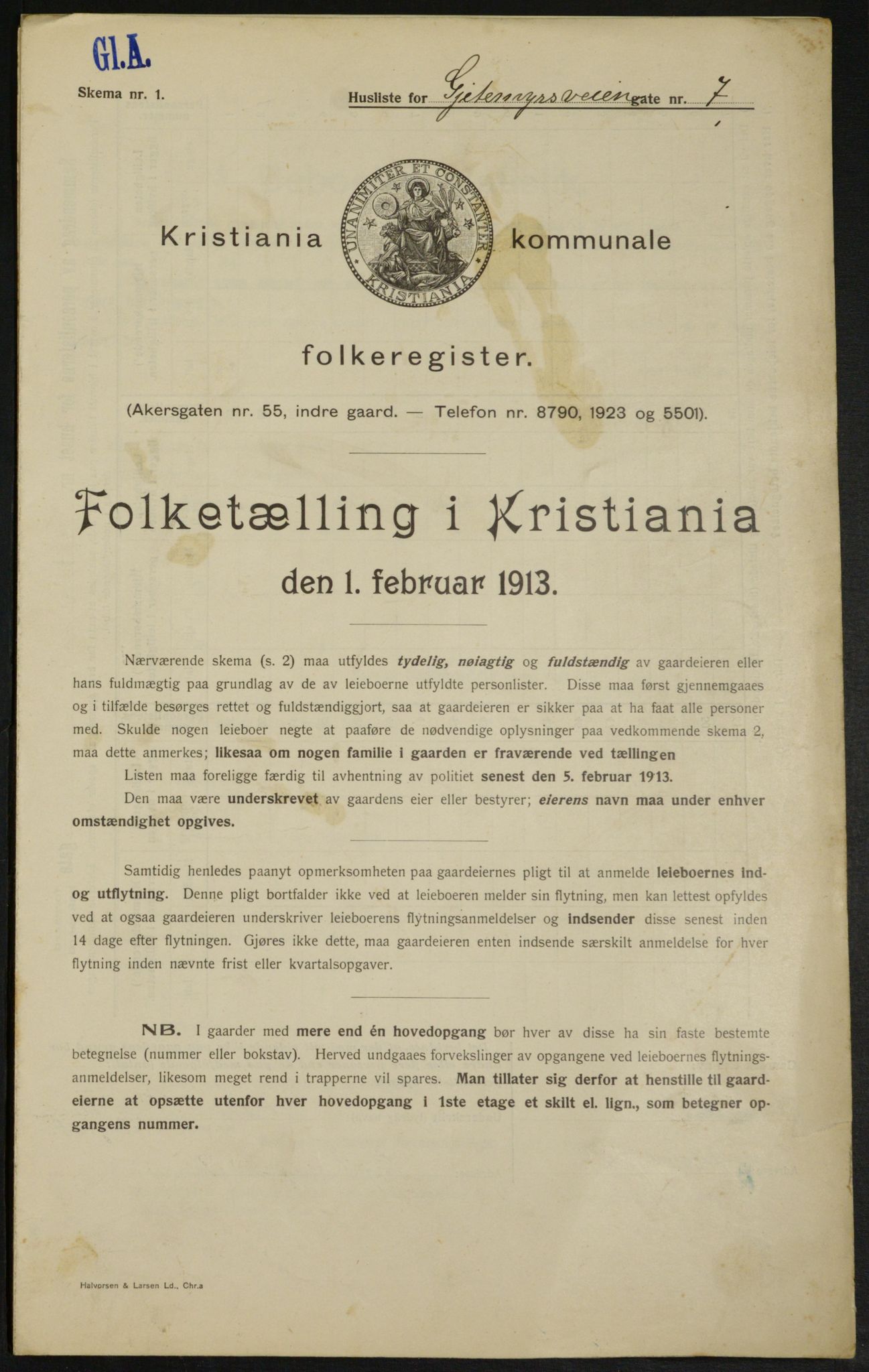 OBA, Municipal Census 1913 for Kristiania, 1913, p. 28851