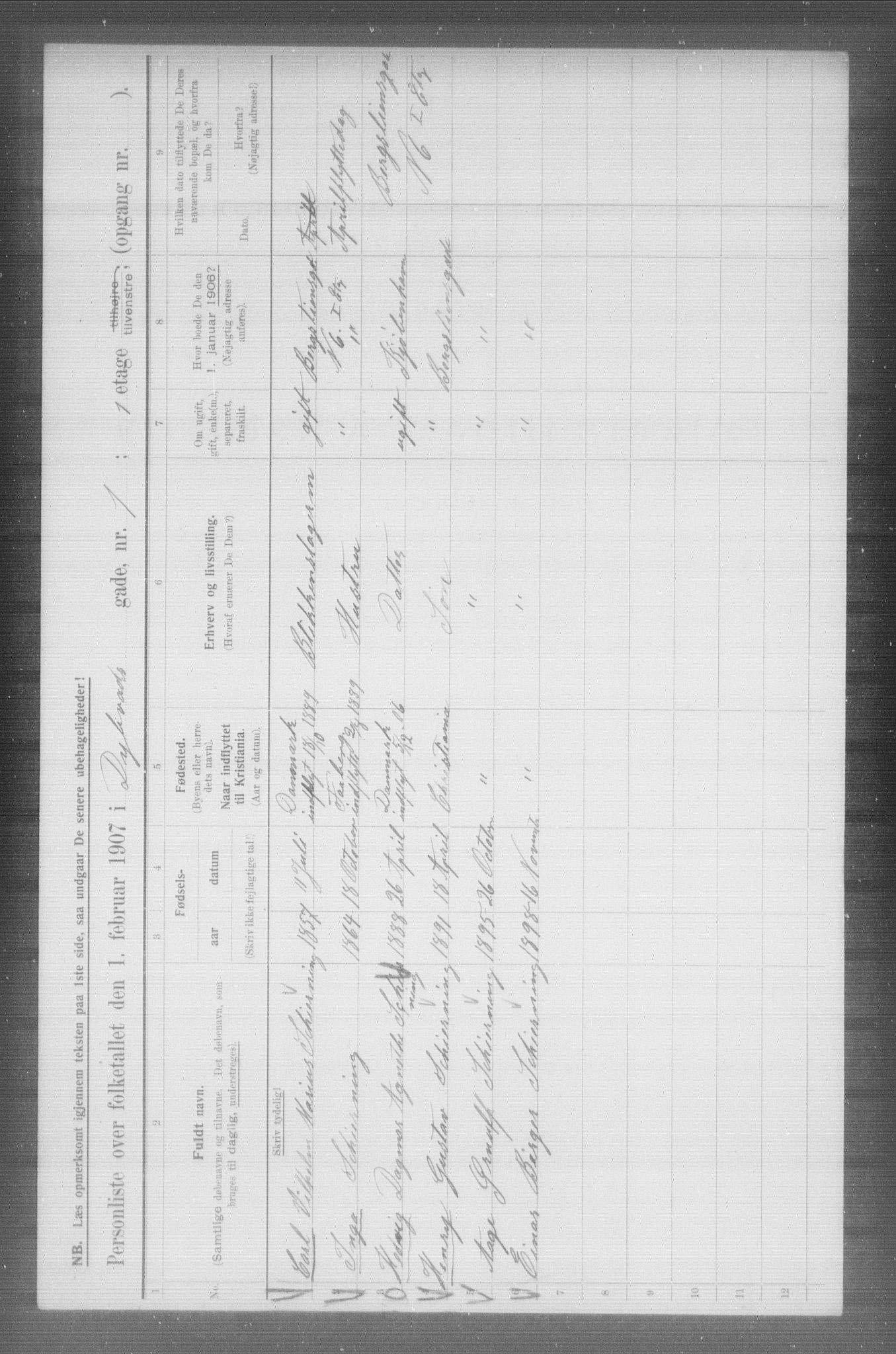 OBA, Municipal Census 1907 for Kristiania, 1907, p. 8892