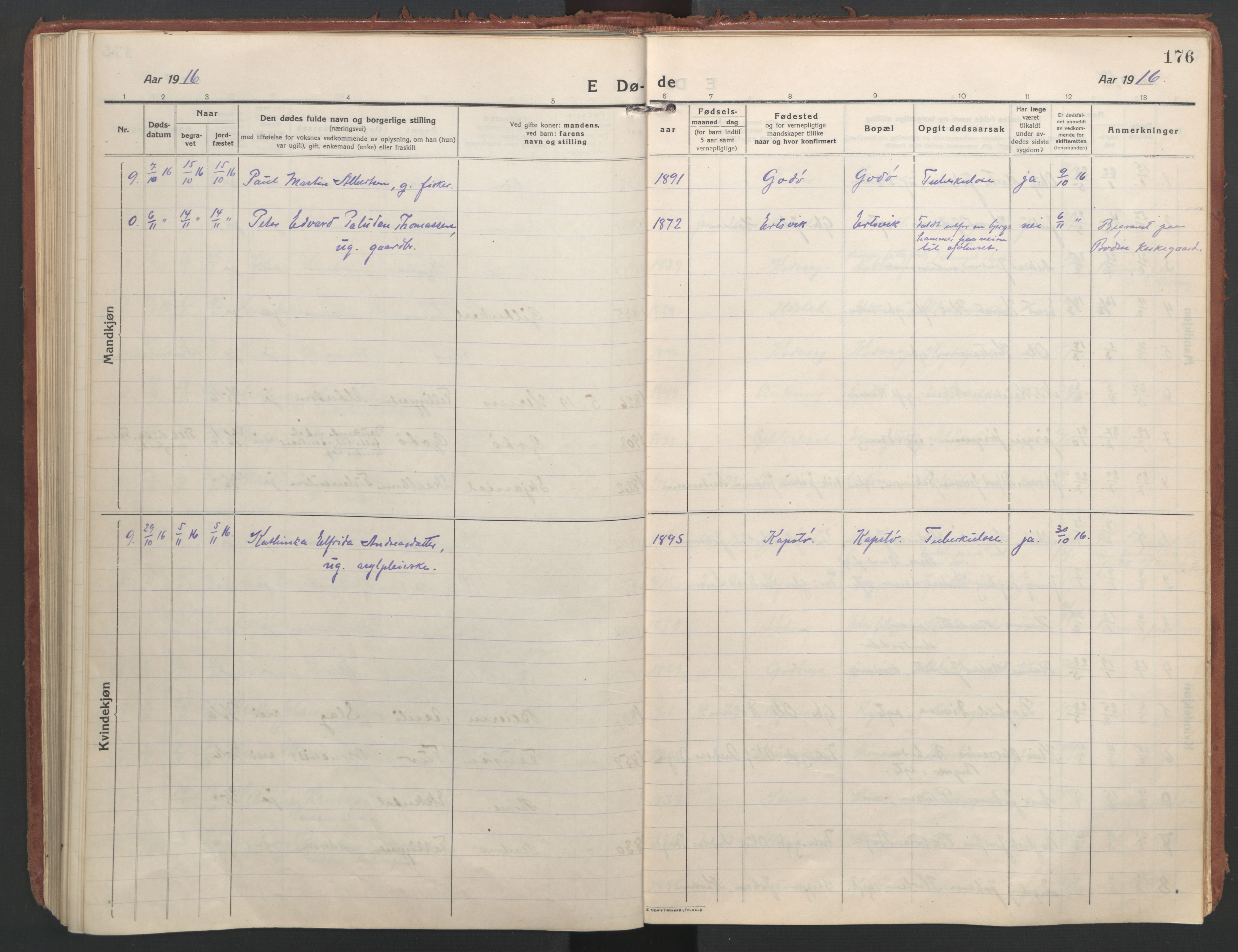 Ministerialprotokoller, klokkerbøker og fødselsregistre - Nordland, AV/SAT-A-1459/804/L0086: Parish register (official) no. 804A07, 1916-1935, p. 176