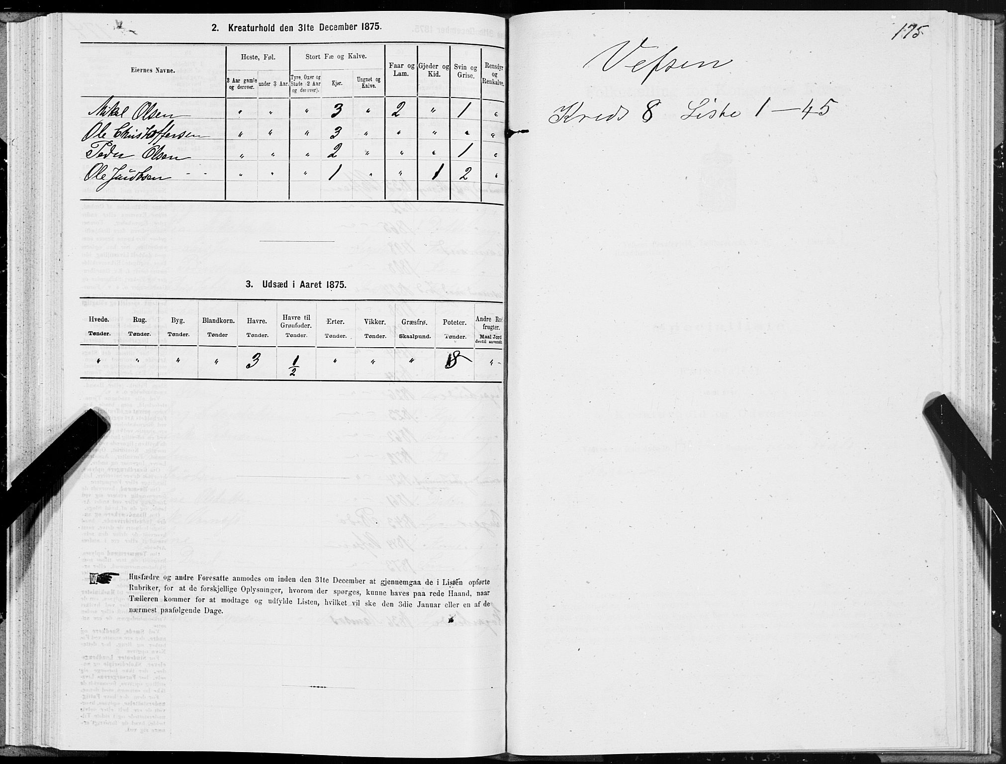 SAT, 1875 census for 1824L Vefsn/Vefsn, 1875, p. 2175