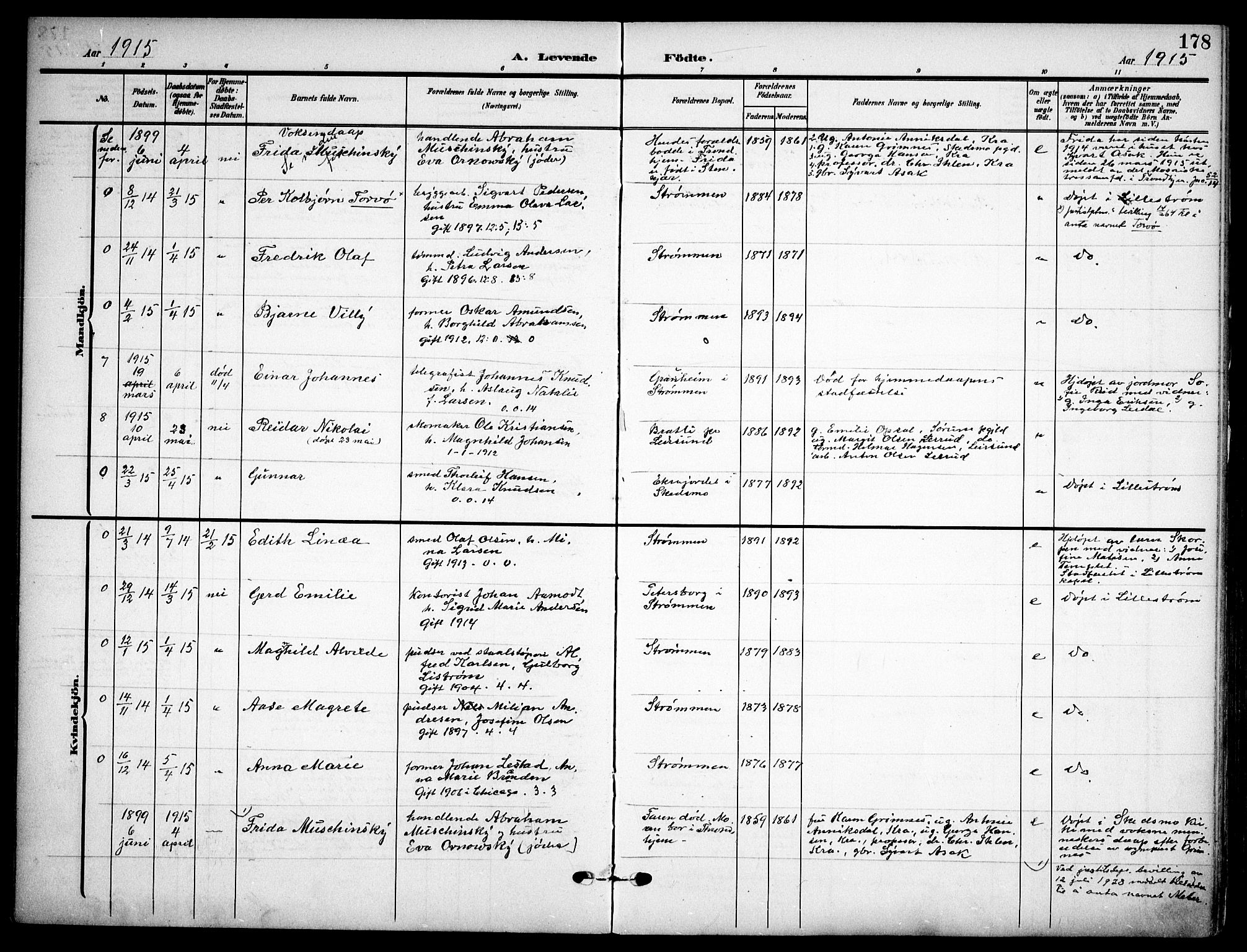 Skedsmo prestekontor Kirkebøker, AV/SAO-A-10033a/F/Fa/L0015: Parish register (official) no. I 15, 1902-1917, p. 178