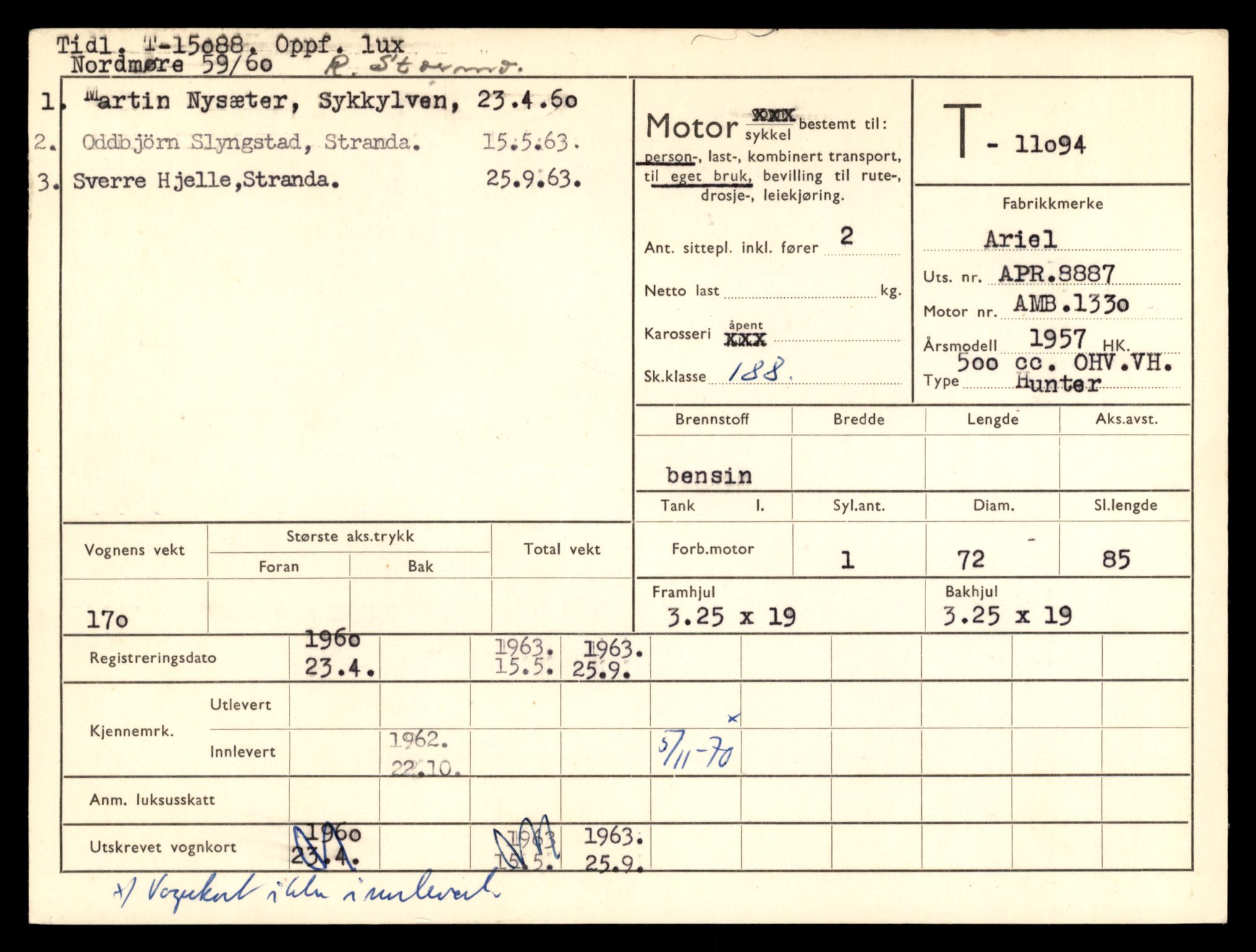 Møre og Romsdal vegkontor - Ålesund trafikkstasjon, AV/SAT-A-4099/F/Fe/L0026: Registreringskort for kjøretøy T 11046 - T 11160, 1927-1998, p. 1373