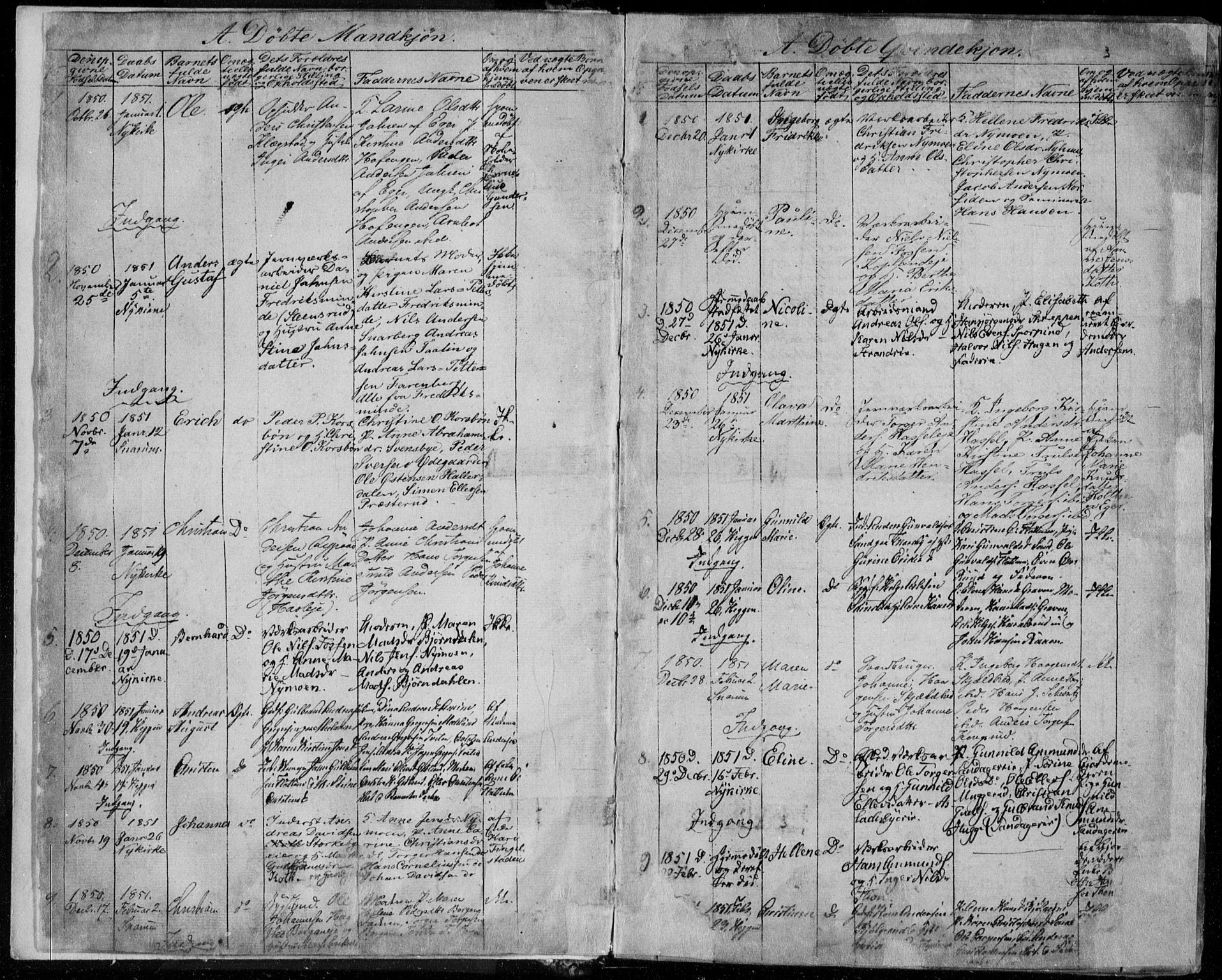Modum kirkebøker, AV/SAKO-A-234/F/Fa/L0008: Parish register (official) no. 8, 1851-1859, p. 3