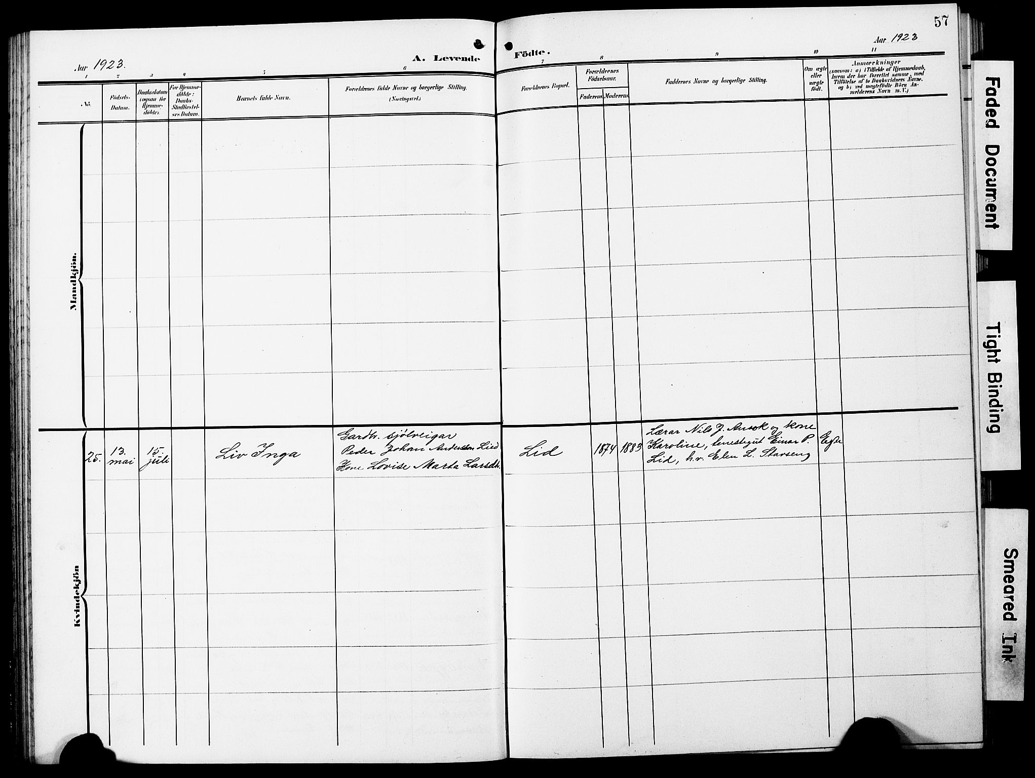 Ministerialprotokoller, klokkerbøker og fødselsregistre - Møre og Romsdal, SAT/A-1454/520/L0293: Parish register (copy) no. 520C05, 1902-1923, p. 57