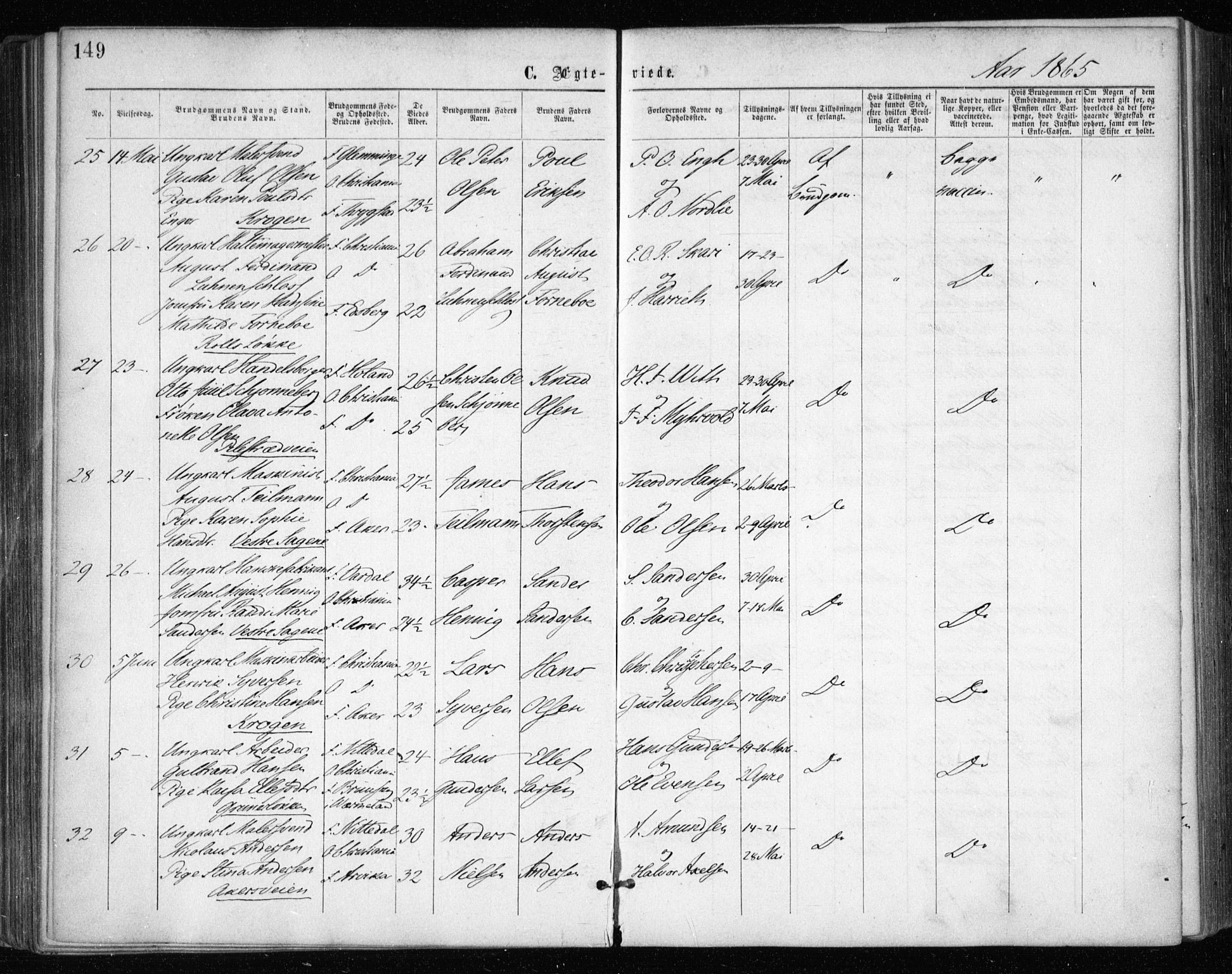 Gamle Aker prestekontor Kirkebøker, SAO/A-10617a/F/L0003: Parish register (official) no. 3, 1865-1873, p. 149