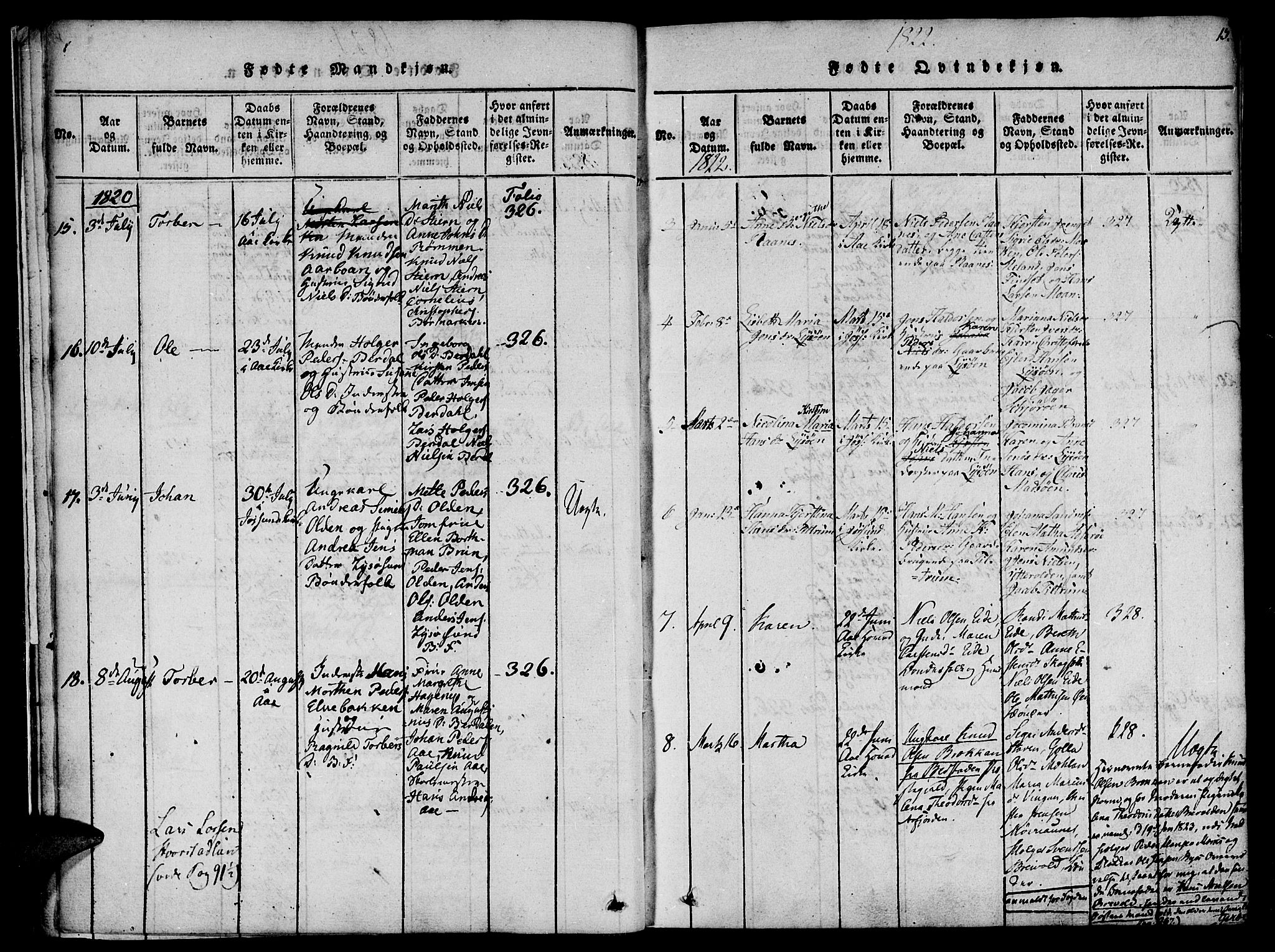 Ministerialprotokoller, klokkerbøker og fødselsregistre - Sør-Trøndelag, SAT/A-1456/655/L0675: Parish register (official) no. 655A04, 1818-1830, p. 15