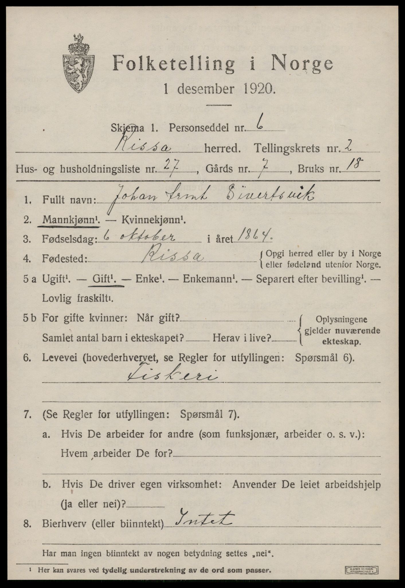 SAT, 1920 census for Rissa, 1920, p. 1949