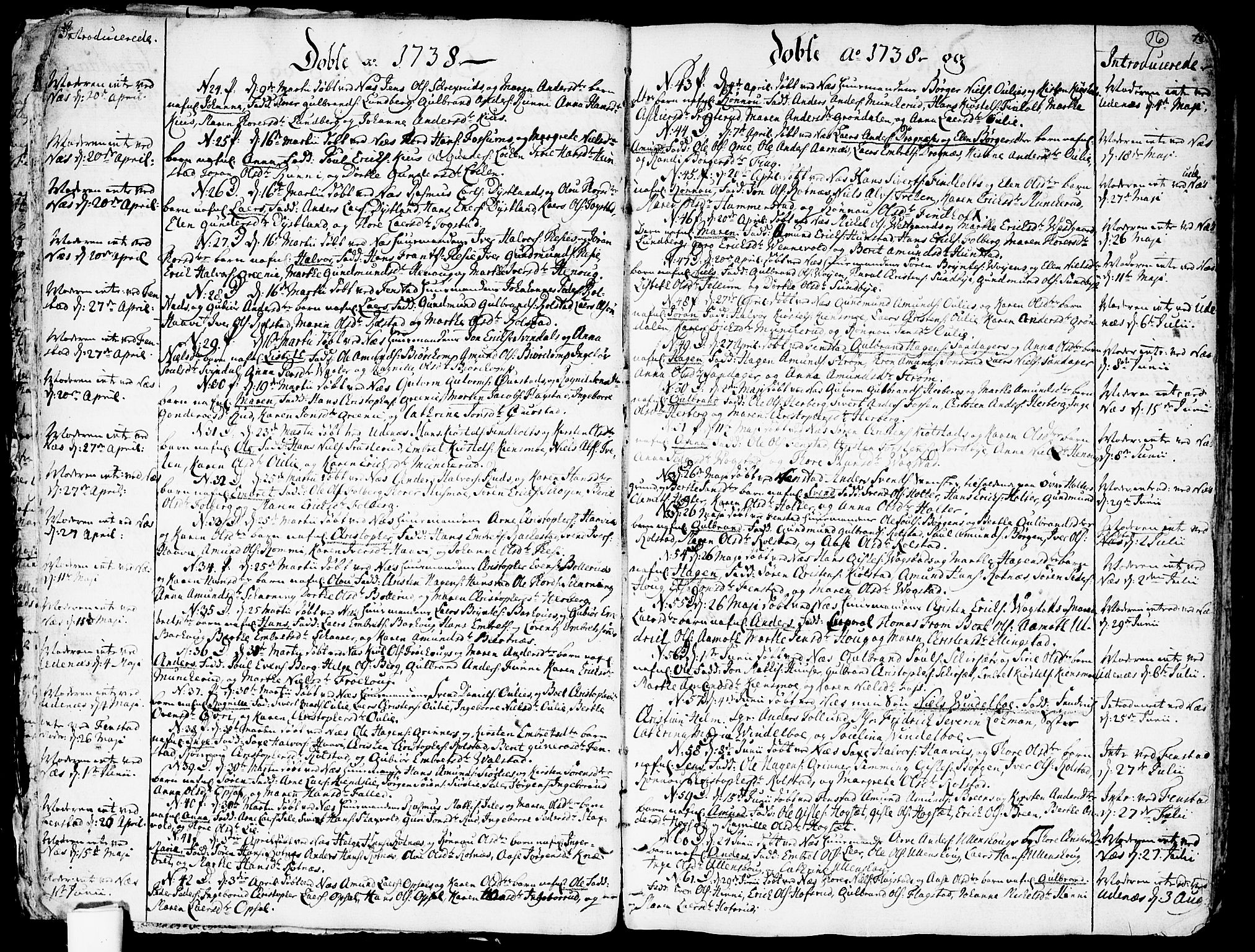 Nes prestekontor Kirkebøker, AV/SAO-A-10410/F/Fa/L0003: Parish register (official) no. I 3, 1734-1781, p. 16