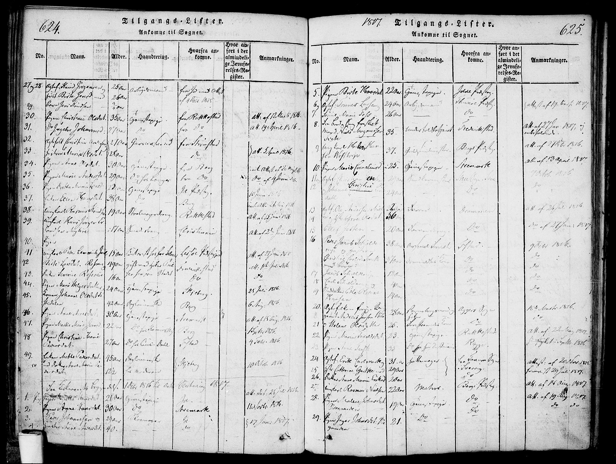 Halden prestekontor Kirkebøker, AV/SAO-A-10909/F/Fa/L0003: Parish register (official) no. I 3, 1815-1834, p. 624-625