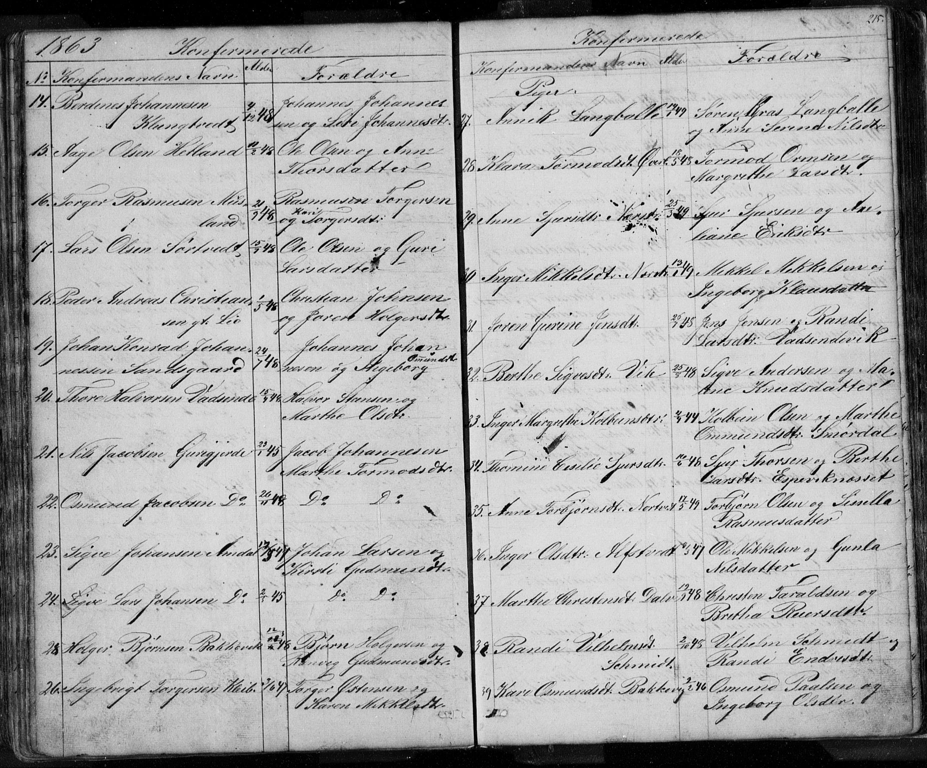 Nedstrand sokneprestkontor, AV/SAST-A-101841/01/V: Parish register (copy) no. B 3, 1848-1933, p. 215