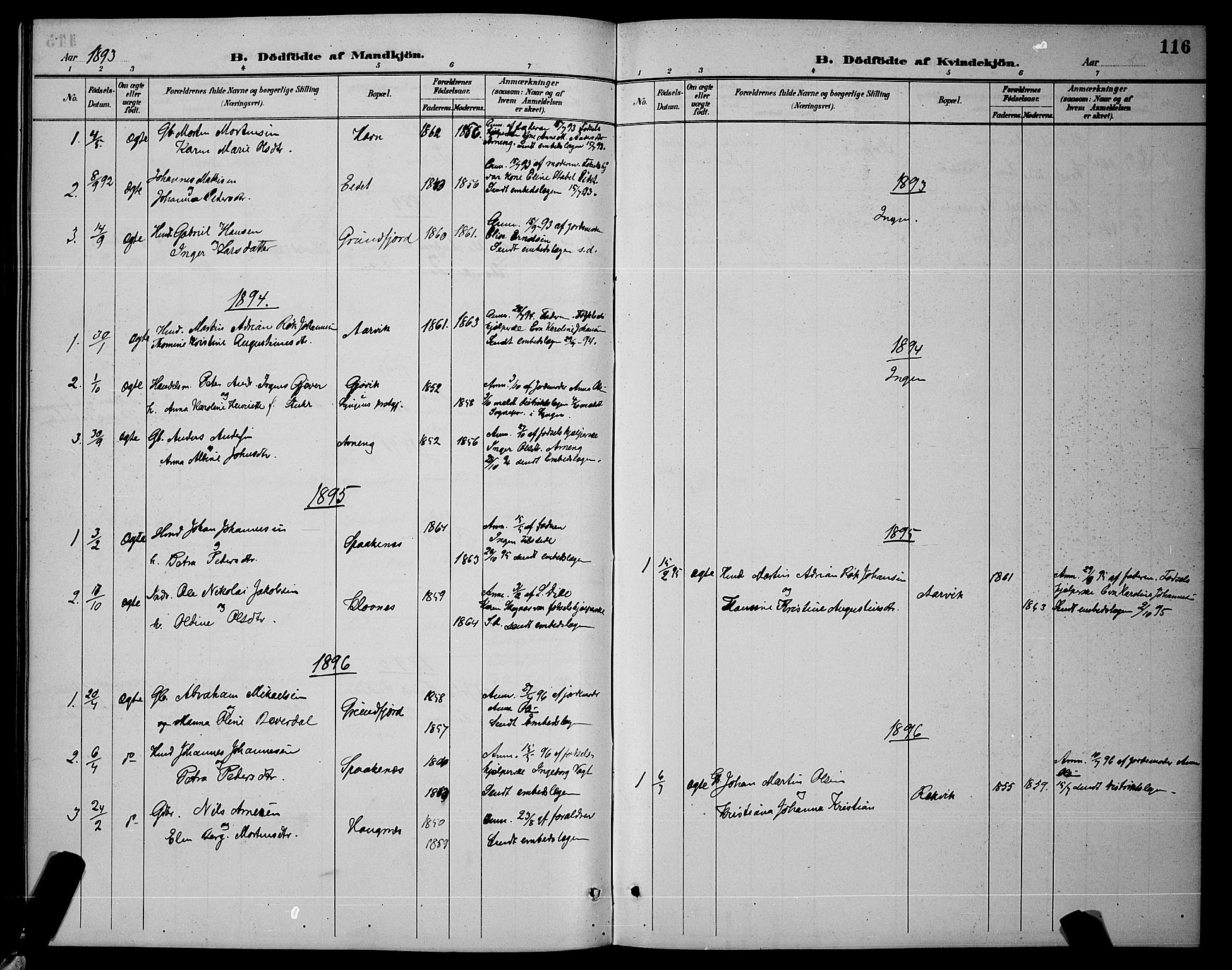 Skjervøy sokneprestkontor, SATØ/S-1300/H/Ha/Hab/L0007klokker: Parish register (copy) no. 7, 1889-1899, p. 116